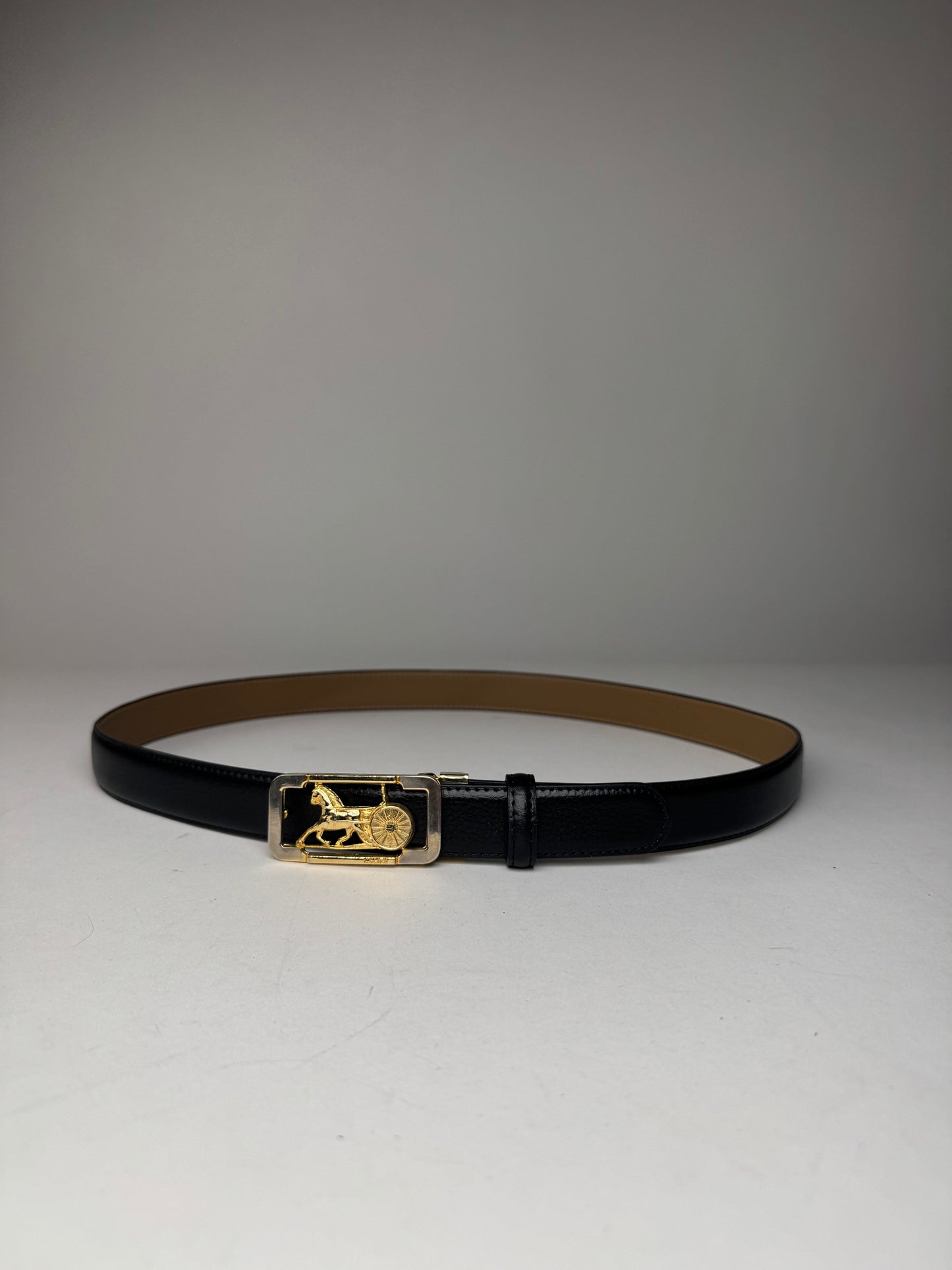 Vintage Celine Paris Leather Belt Black