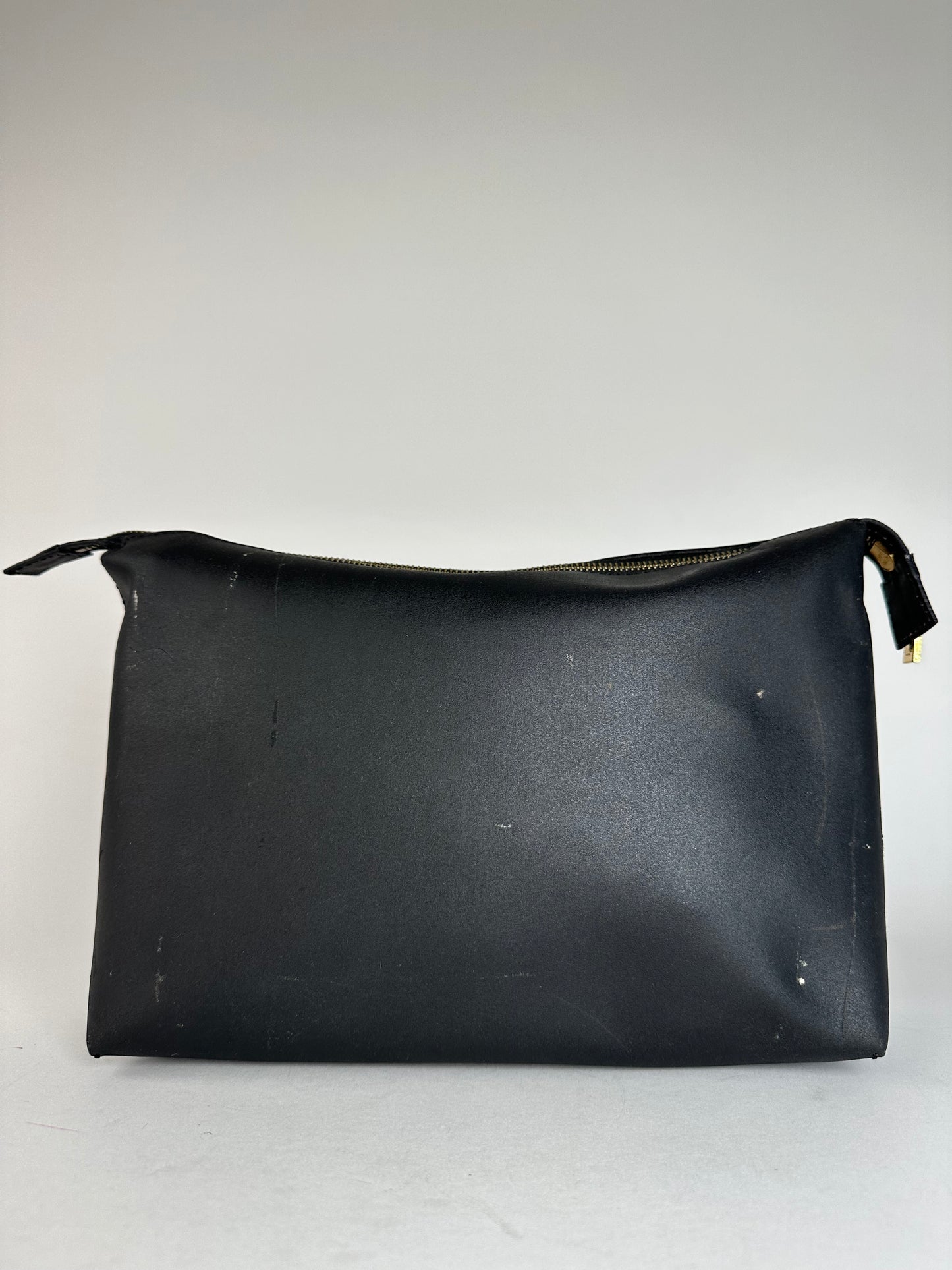 Vintage Celine Paris Plain Leather Clutch Black
