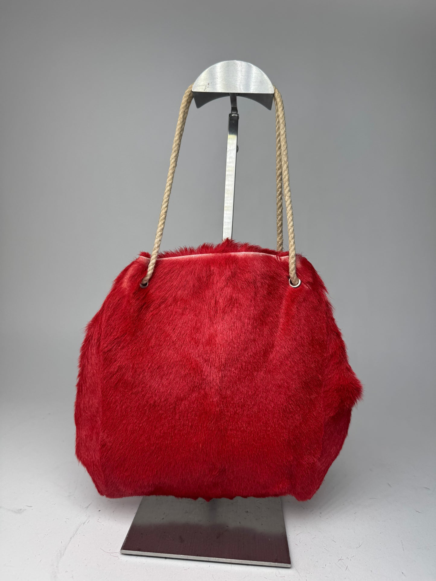 Vintage Marni Fur Tote Bag Red