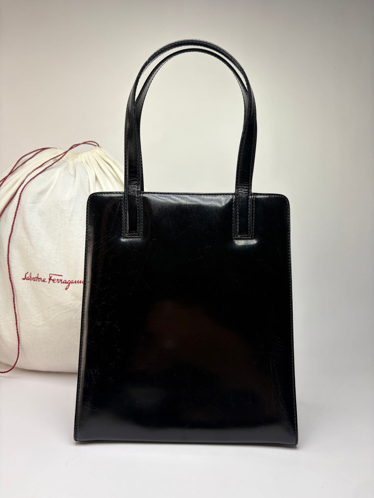 Vintage Salvatore Ferragamo Patent Top-Handle Bag Late 1990s Black / heritage : ferragamo Gancini Bags