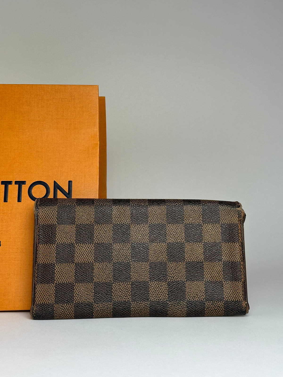 Vintage Louis Vuitton Damier Ebene Bifold Wallet Brown Gold