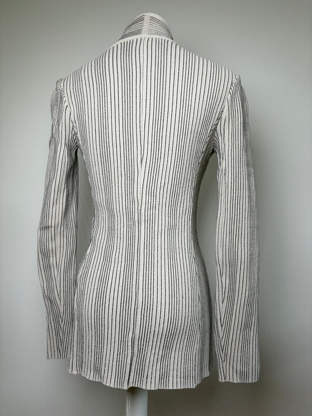 Vintage Giorgio Armani Striped Knit Blazer Cream Black S