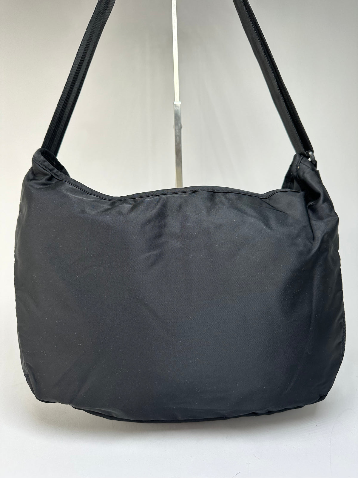 Vintage Courrèges Logo Jacquard Flap Crossbody Bag Early 2000s Black Silver