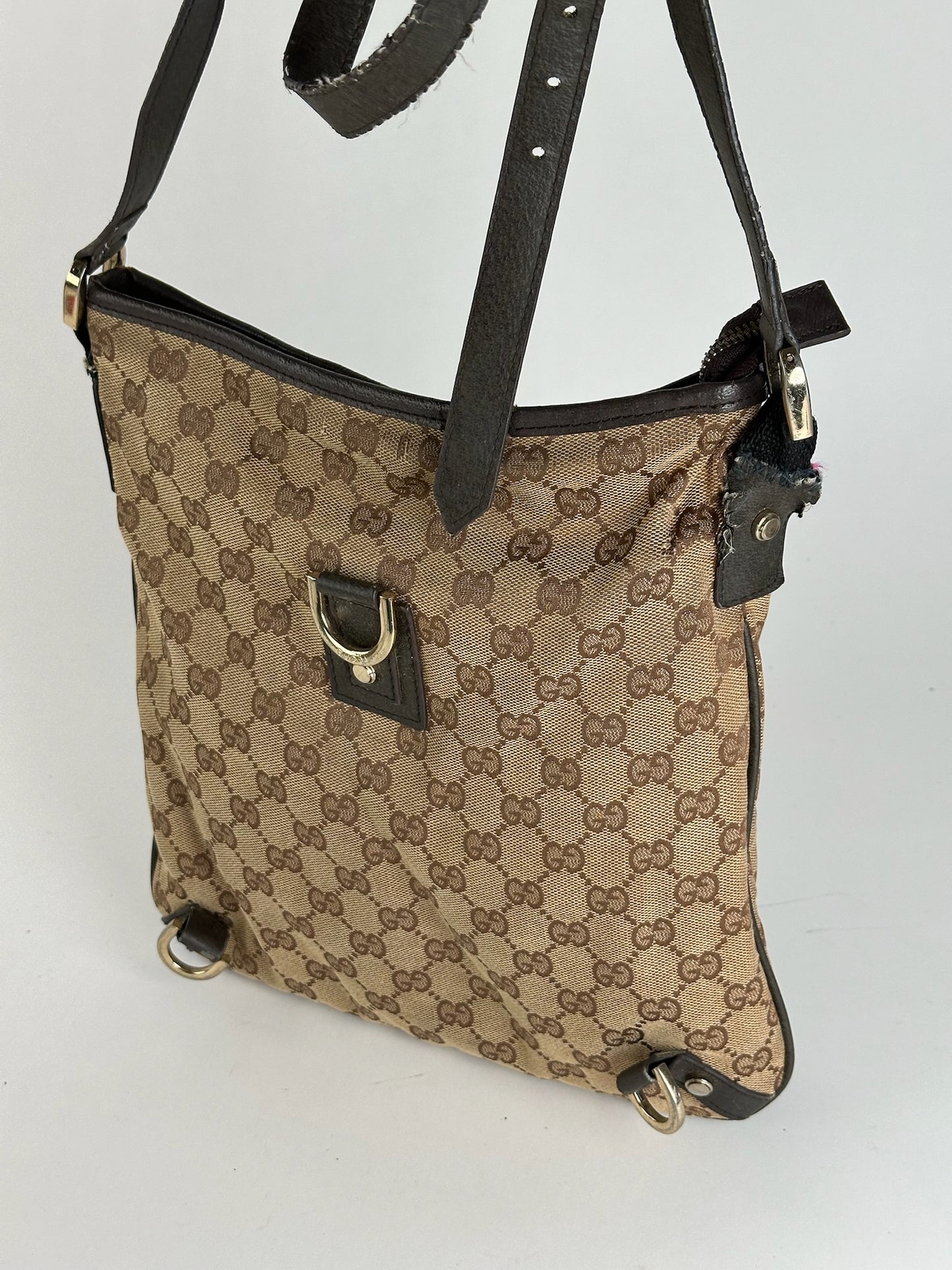 Sac bandoulière vintage Gucci en toile monogramme beige marron