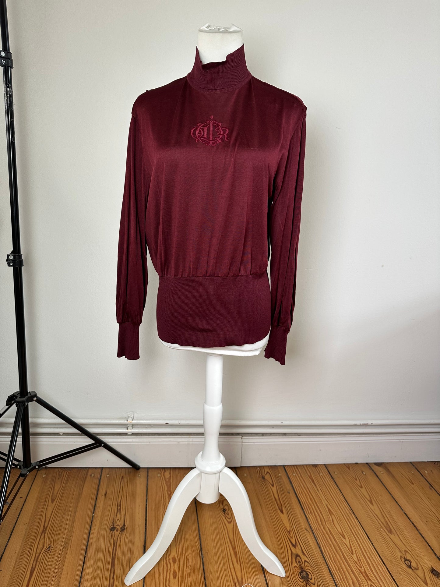 Vintage Dior Silk Turtleneck Sweater Y2K Burgundy
