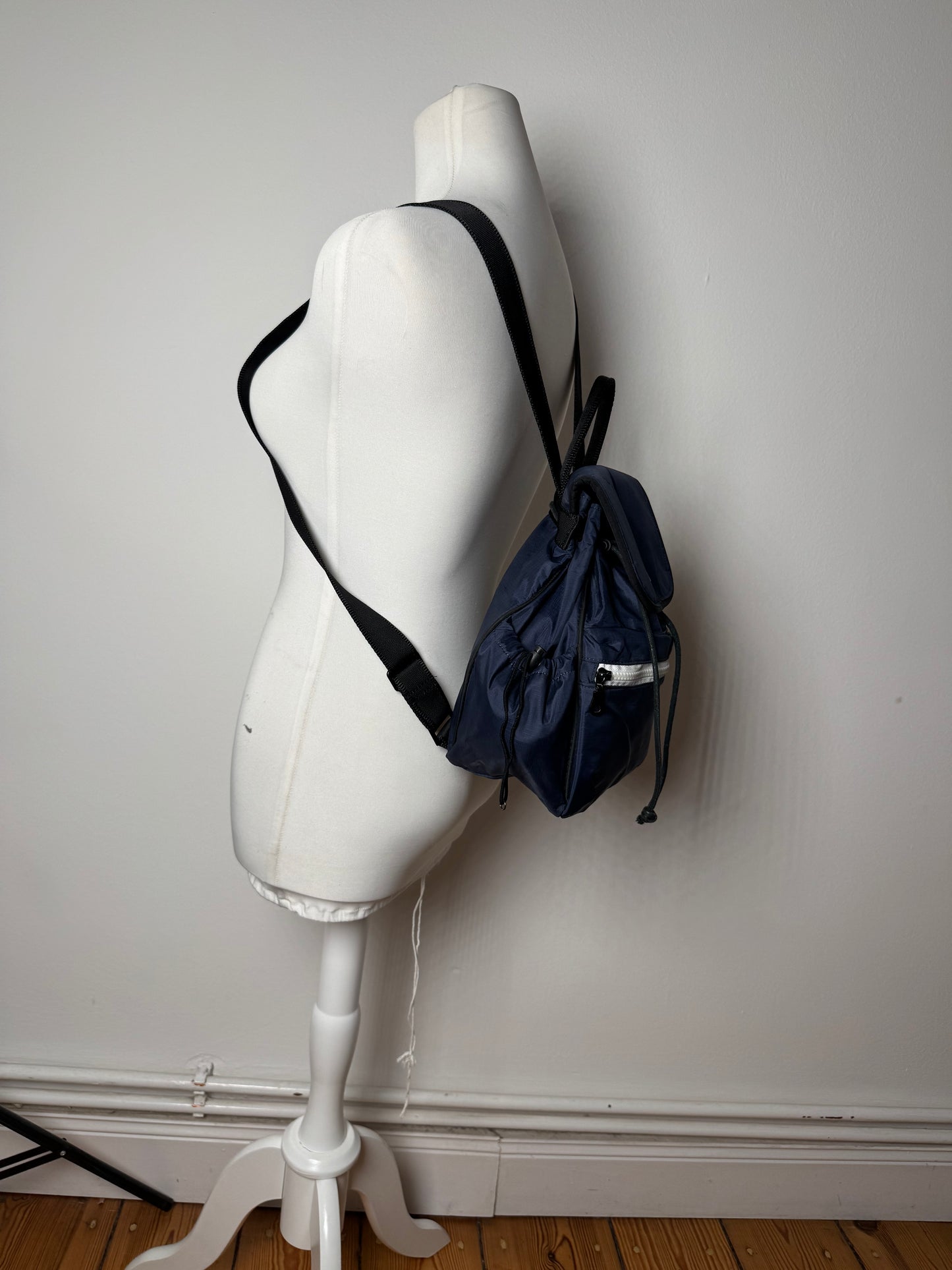 Vintage Courreges Polyester Backpack Navy Black