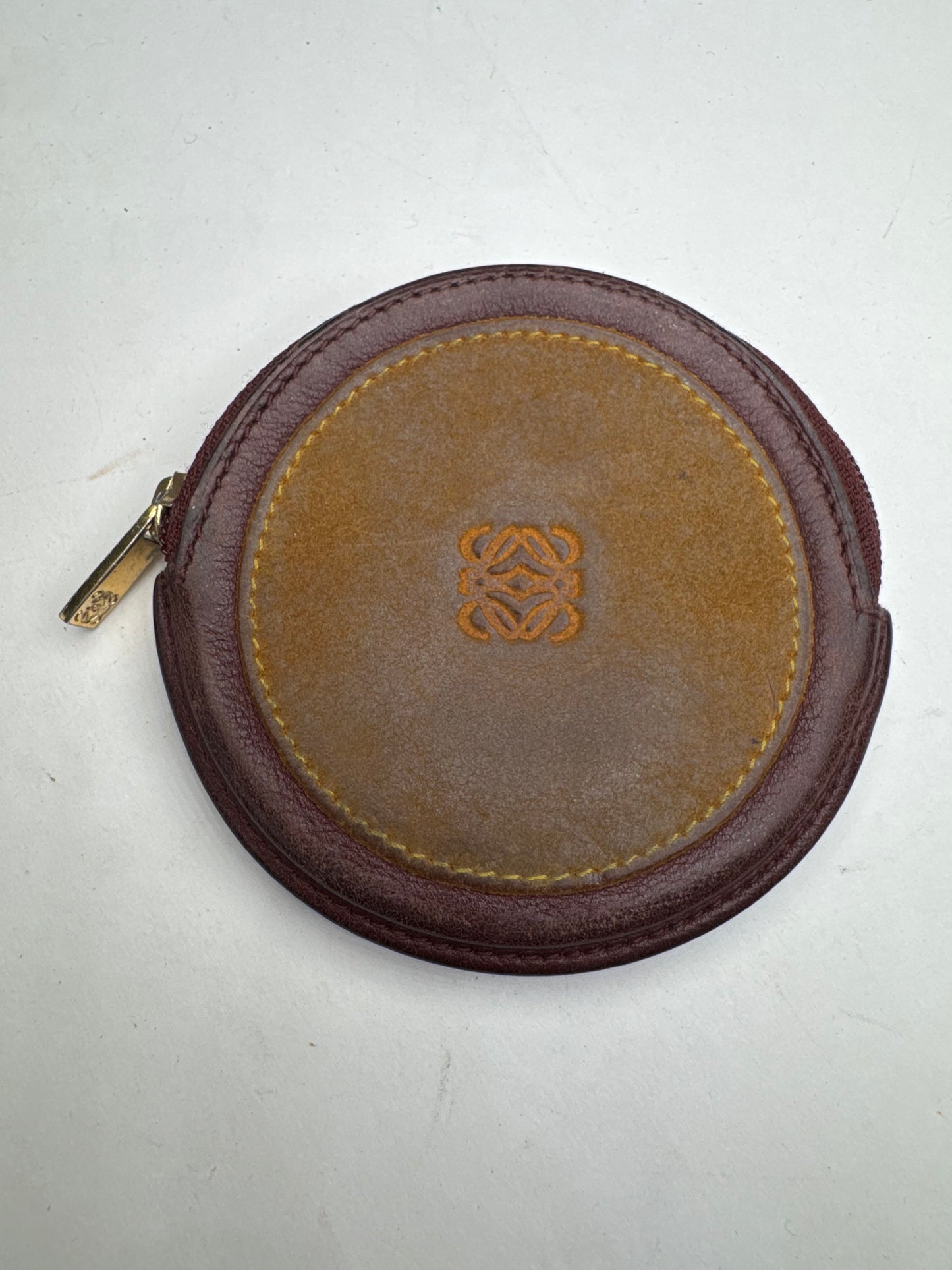 Vintage Loewe Madrid Anagram Logo Leather Purse Brown