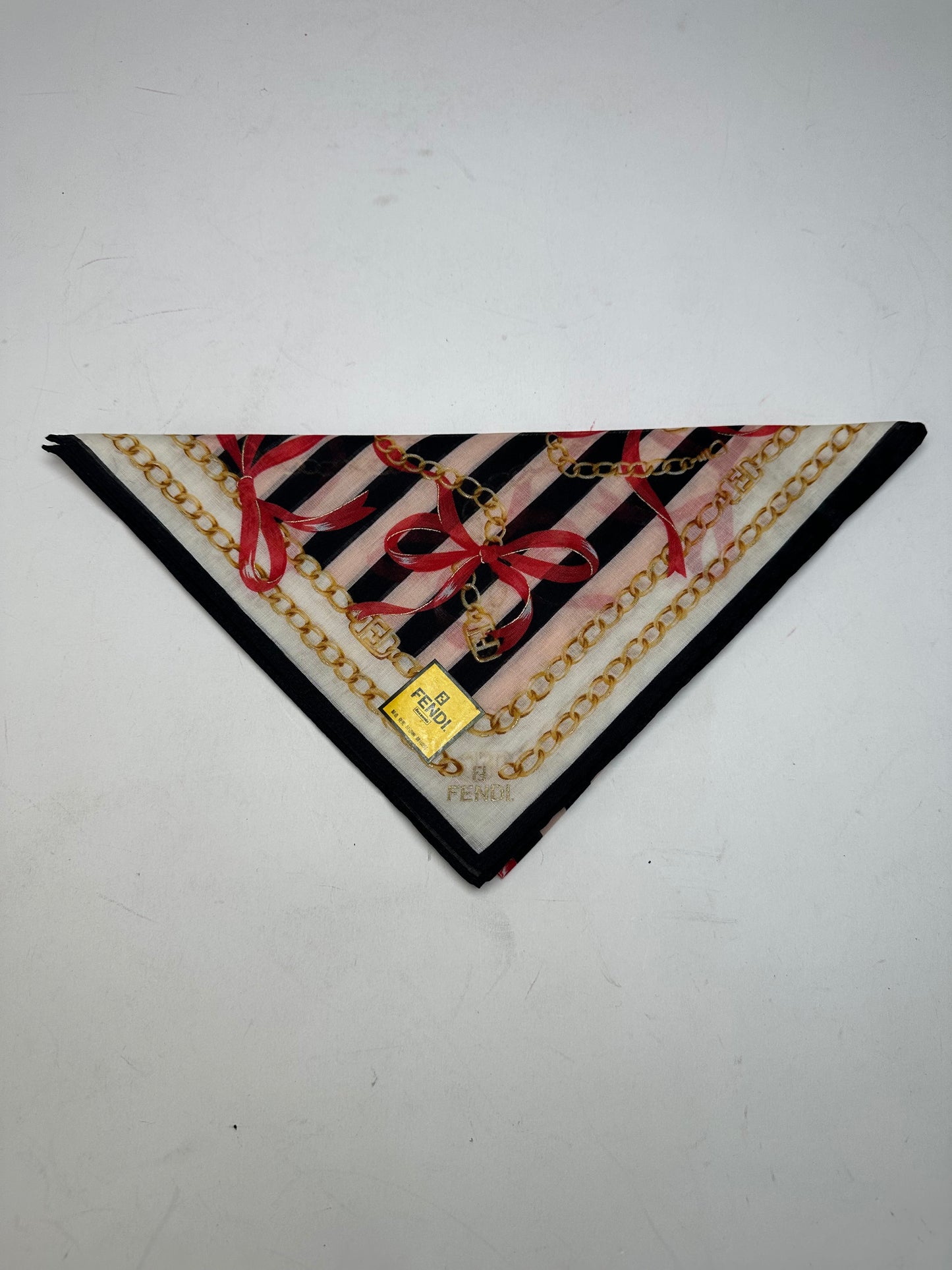 Vintage Fendi Striped Scarf Black Pink White Gold