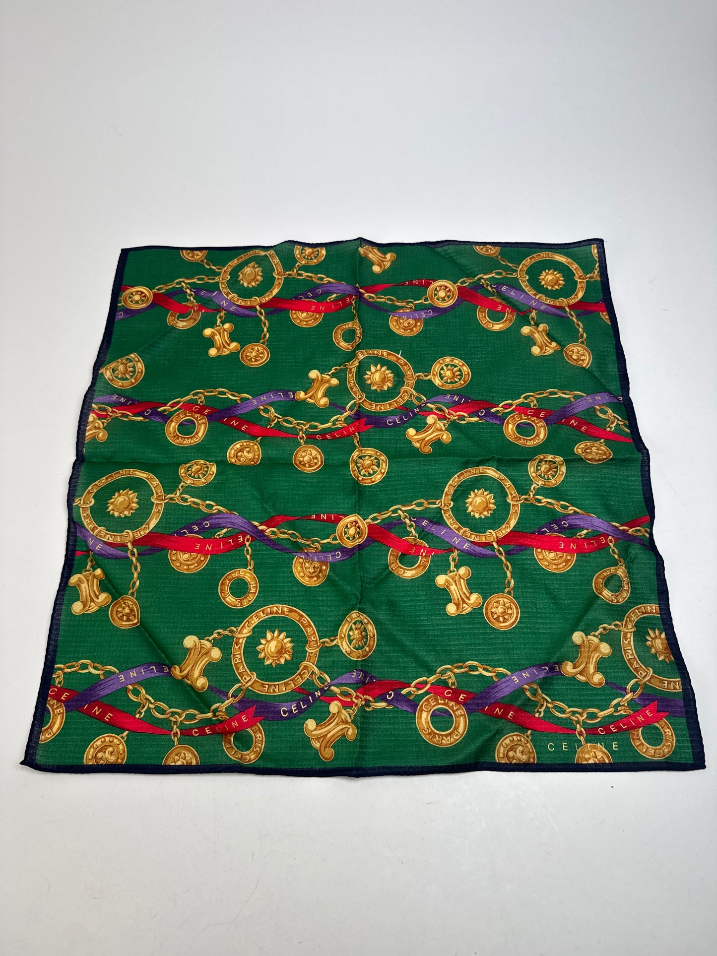 Vintage Celine Scarf Green Golden