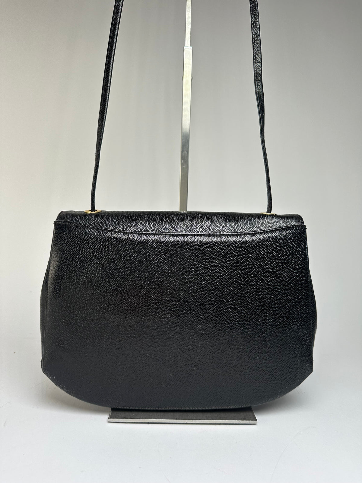 Vintage Givenchy Textured Leather Flap Crossbody Bag Late 1980s Black