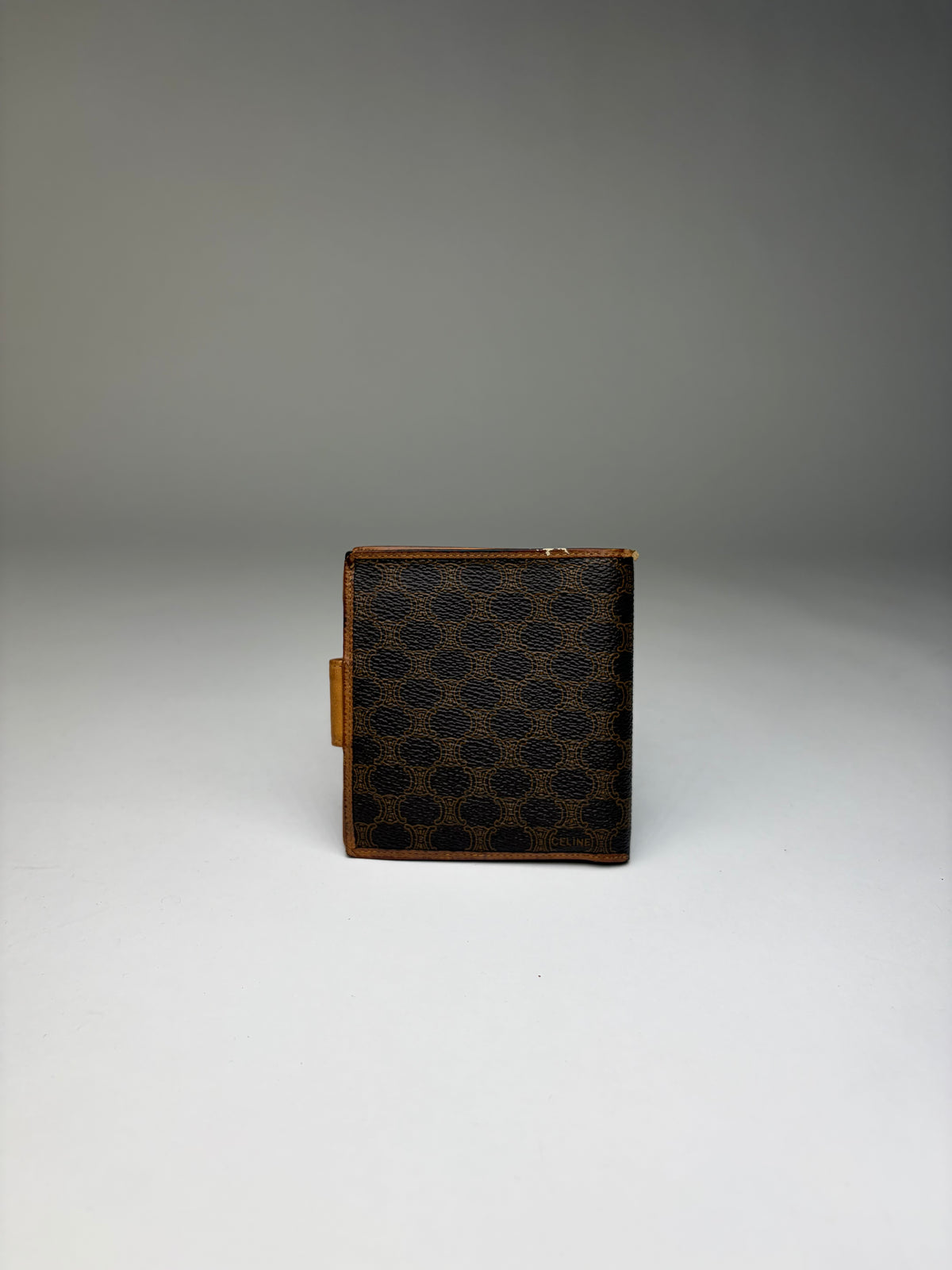 Vintage Celine Macadam Canvas Bifold Wallet Brown Tan