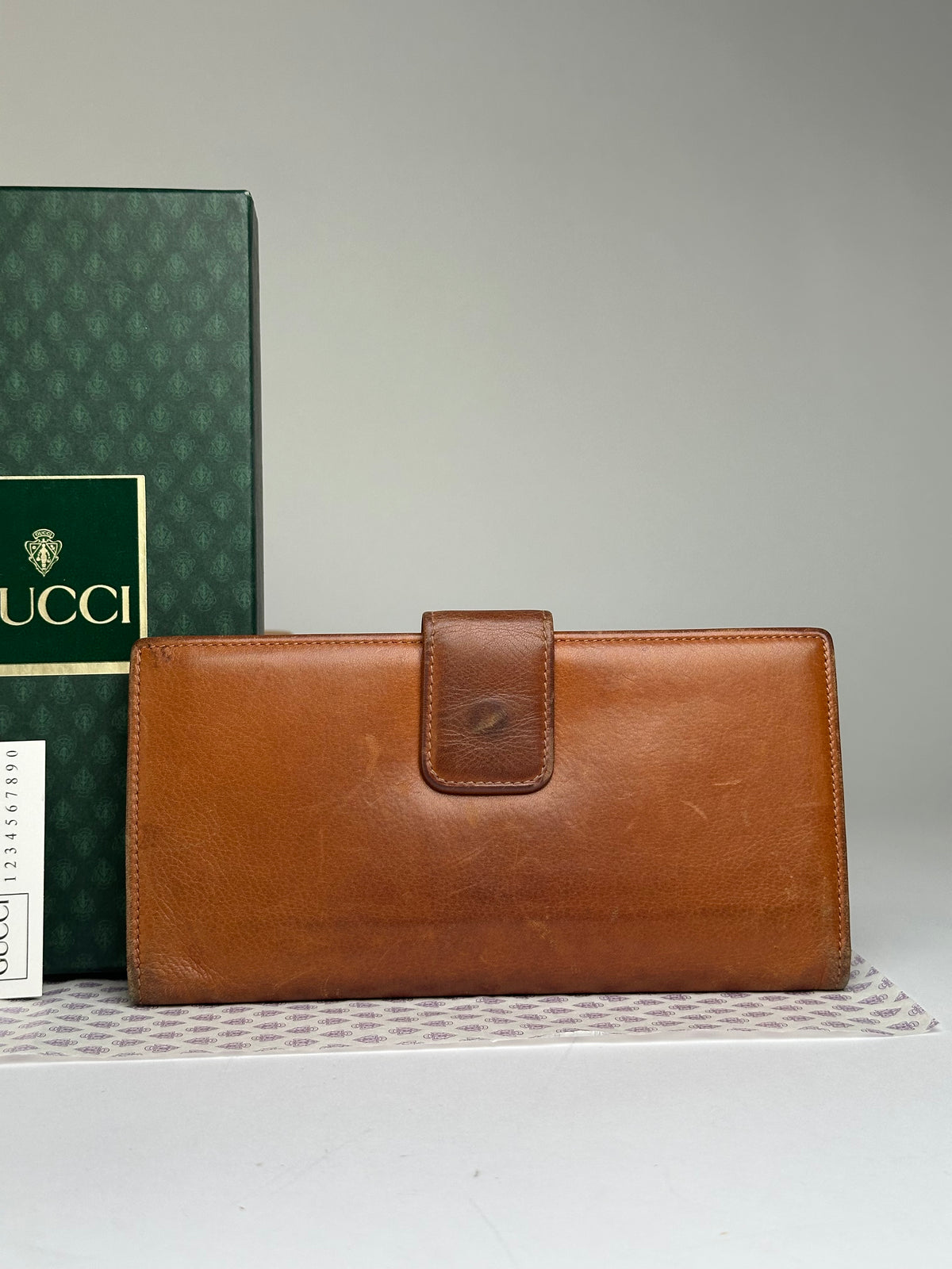 Vintage Gucci Grain Leather Bifold Wallet Late 1990s Brown