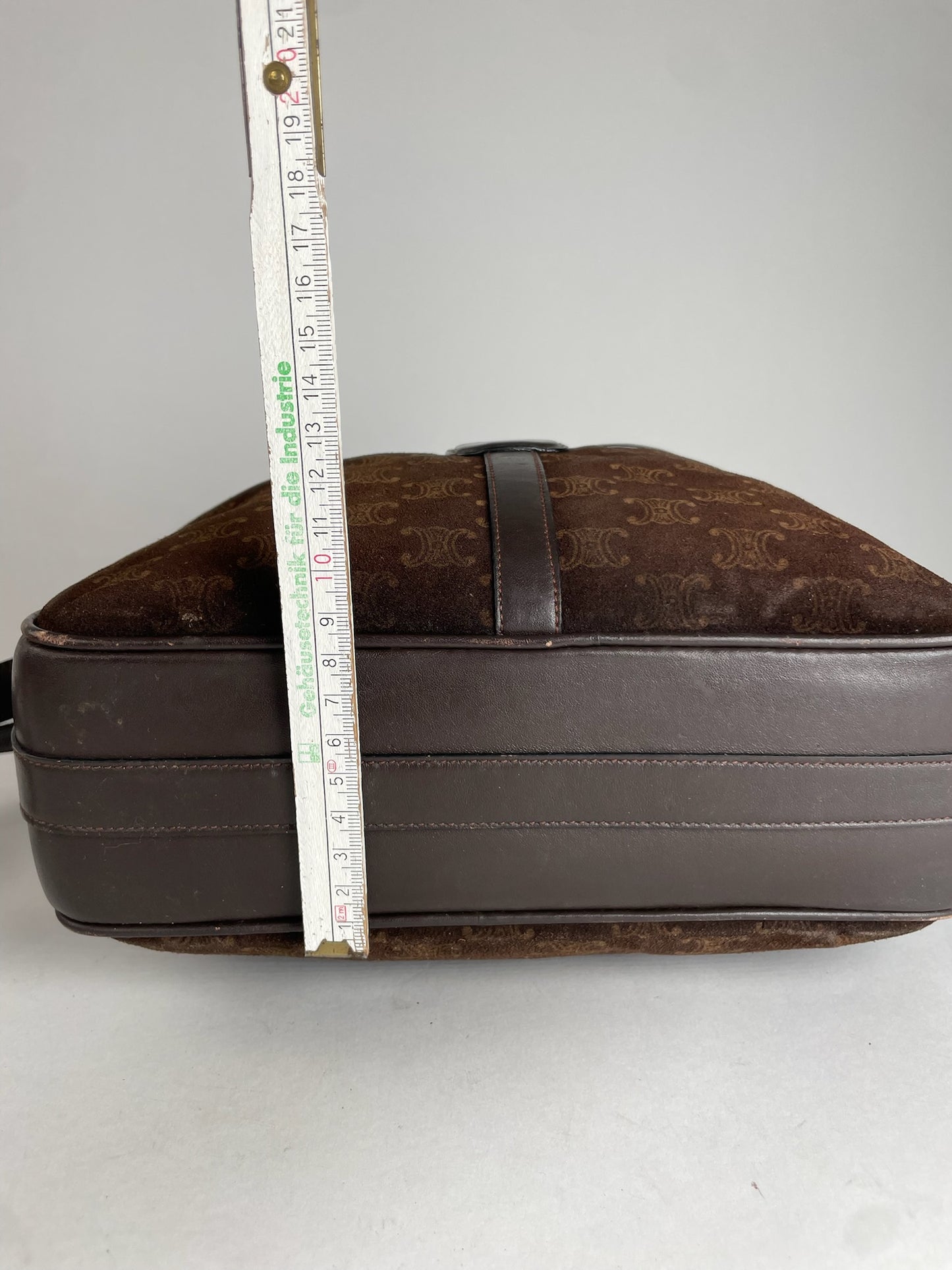 Vintage Celine Paris Suede Monogram Shoulder Crossbody Bag Brown