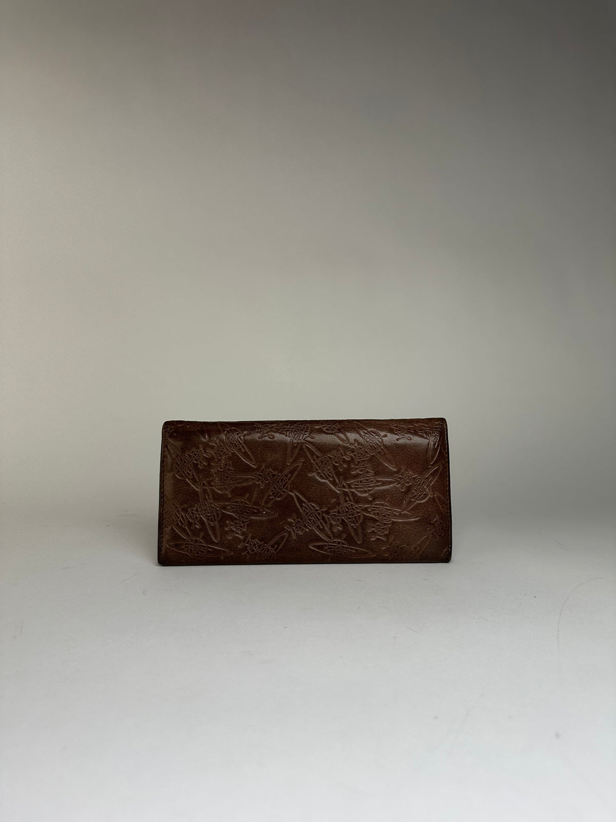 Vintage Vivienne Westwood Orb Embossed Leather Bifold Wallet Late 1990s Brown