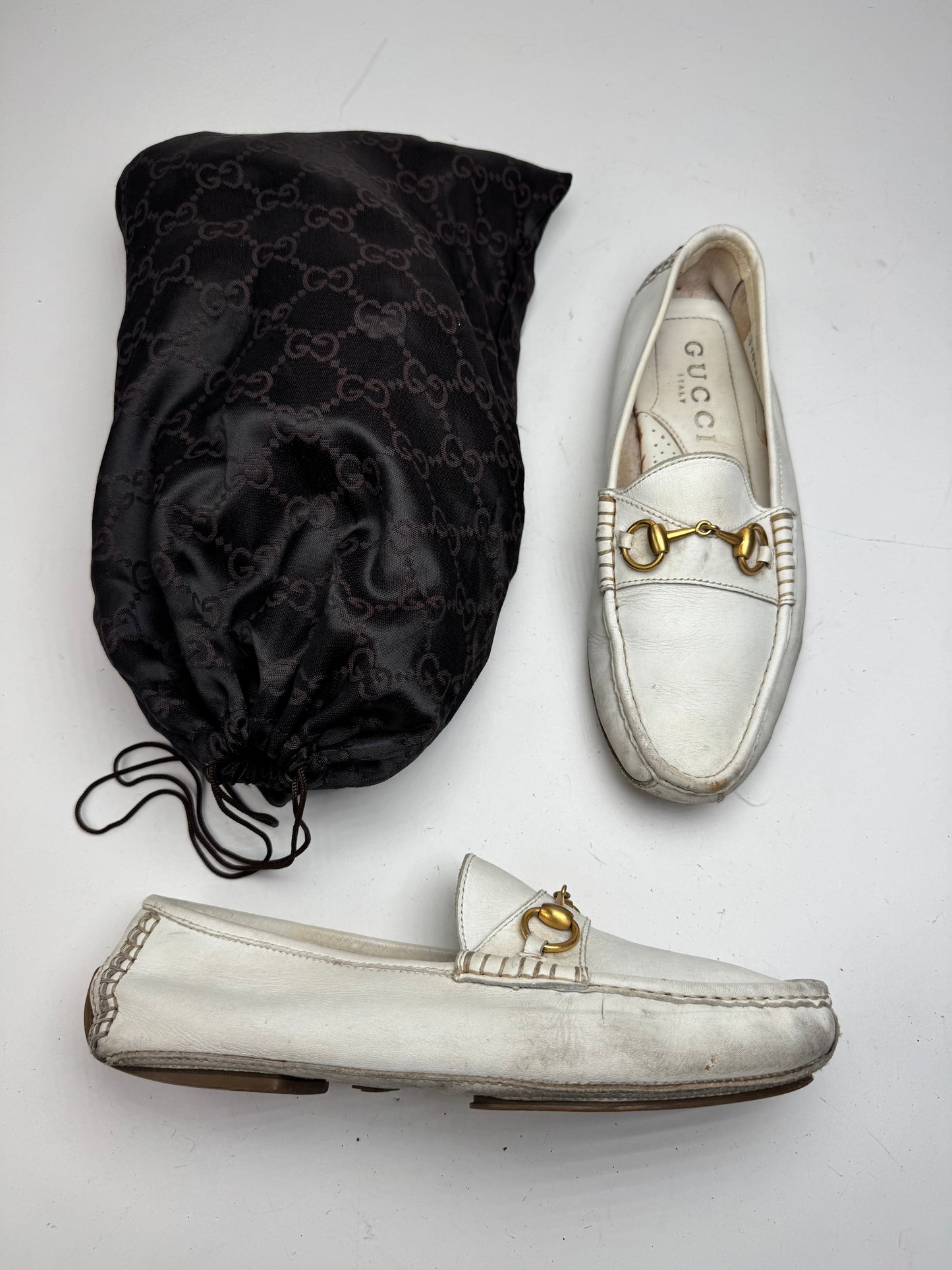 Vintage Gucci Men’s Leather Horsebit Loafer White 42,5