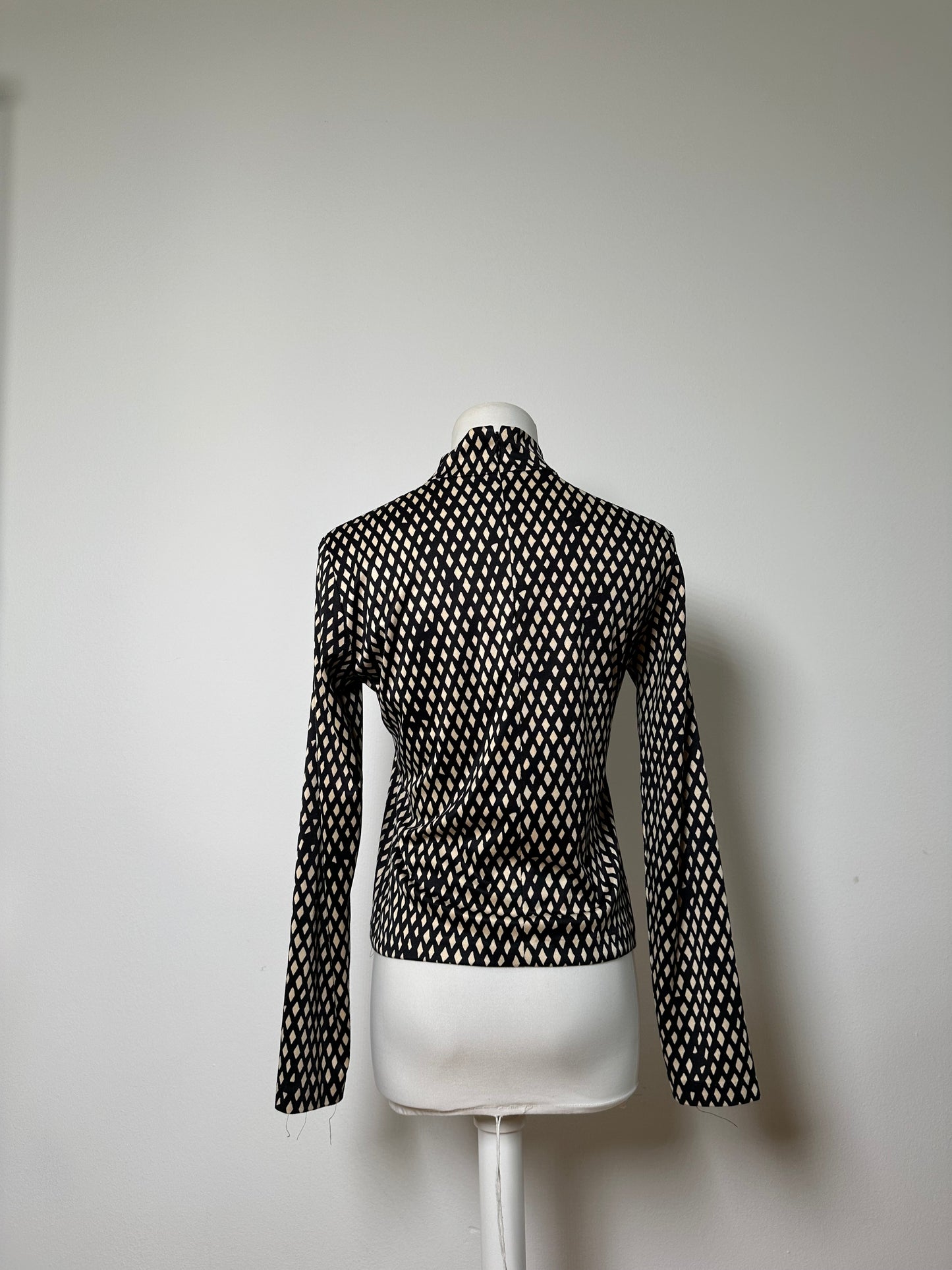 Vintage Balenciaga Diamond Pattern Top Navy Cream M