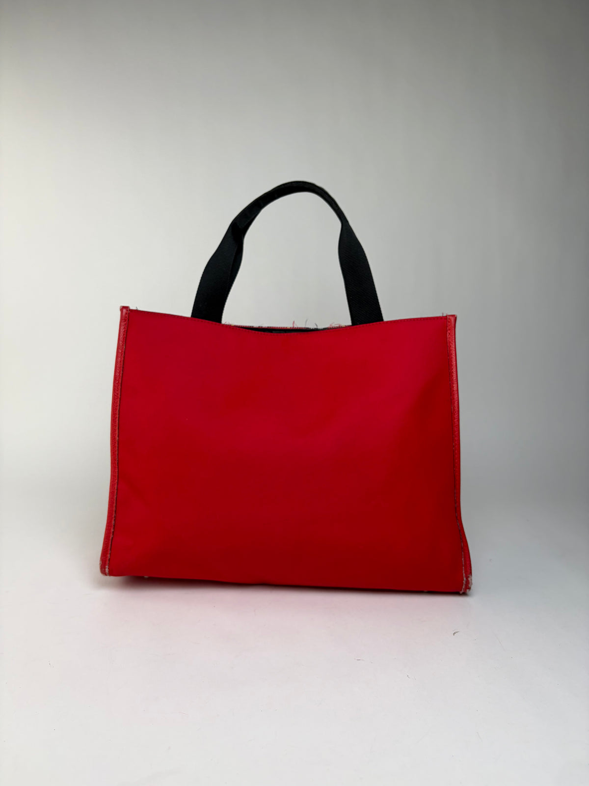 Vintage Burberry Canvas Plaid Trim Tote Red
