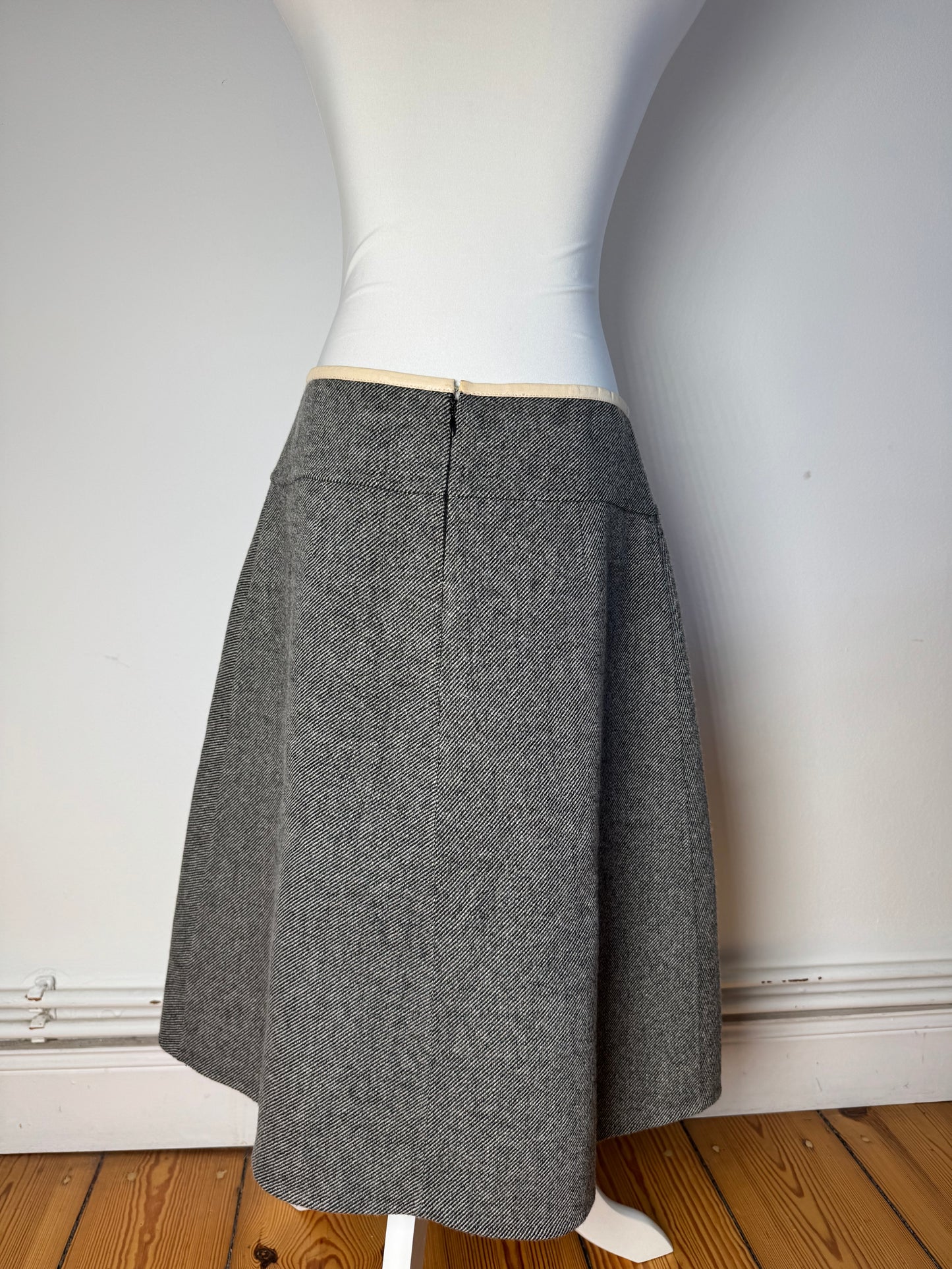 Vintage Celine Paris Wool Skirt checked grey 40/L