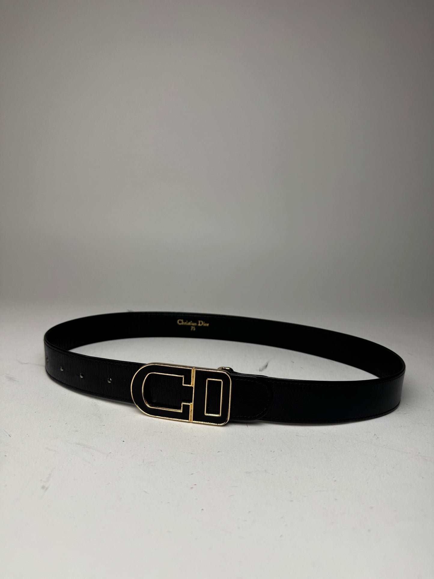 Vintage Dior Leather Belt Black
