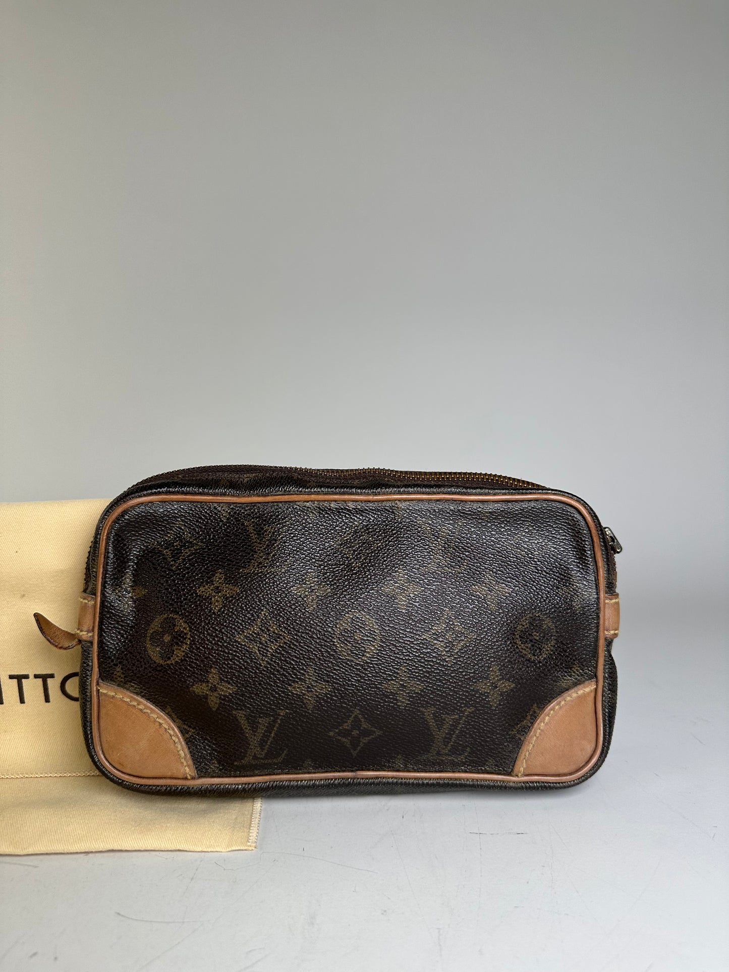 Vintage Louis Vuitton Monogram Canvas Cosmetic Pouch Brown