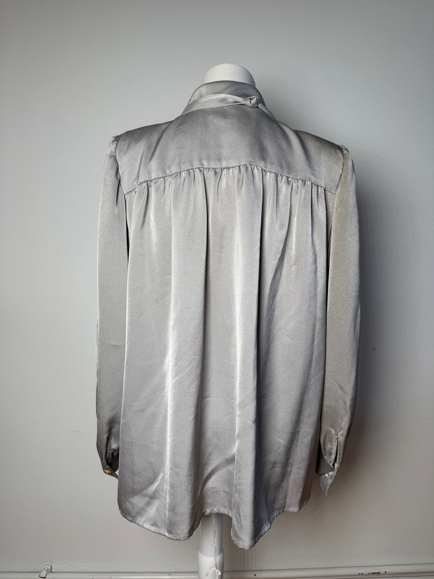 Vintage Yves Saint Laurent Silk Blouse silver 38/M