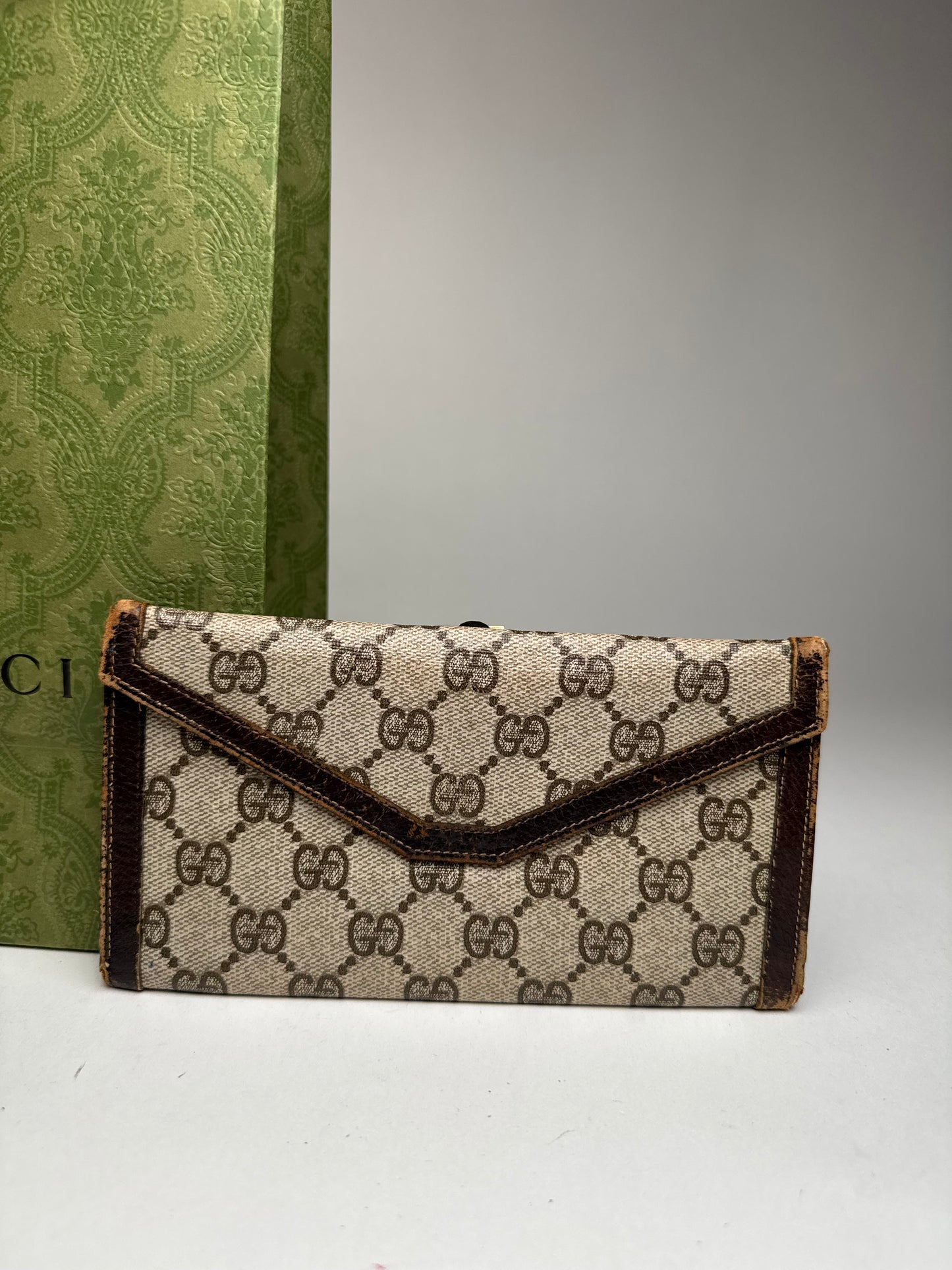 Vintage Gucci Ophidia Leather monogram wallet gray brown