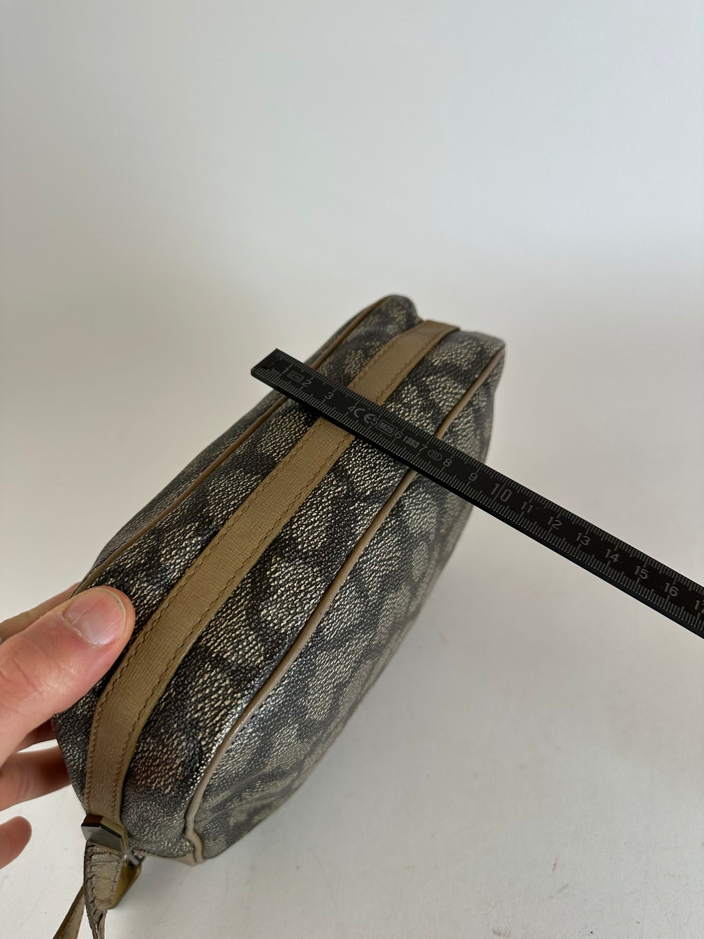 Vintage Yves Saint Laurent Leather Shoulder Bag Black Grey Brown