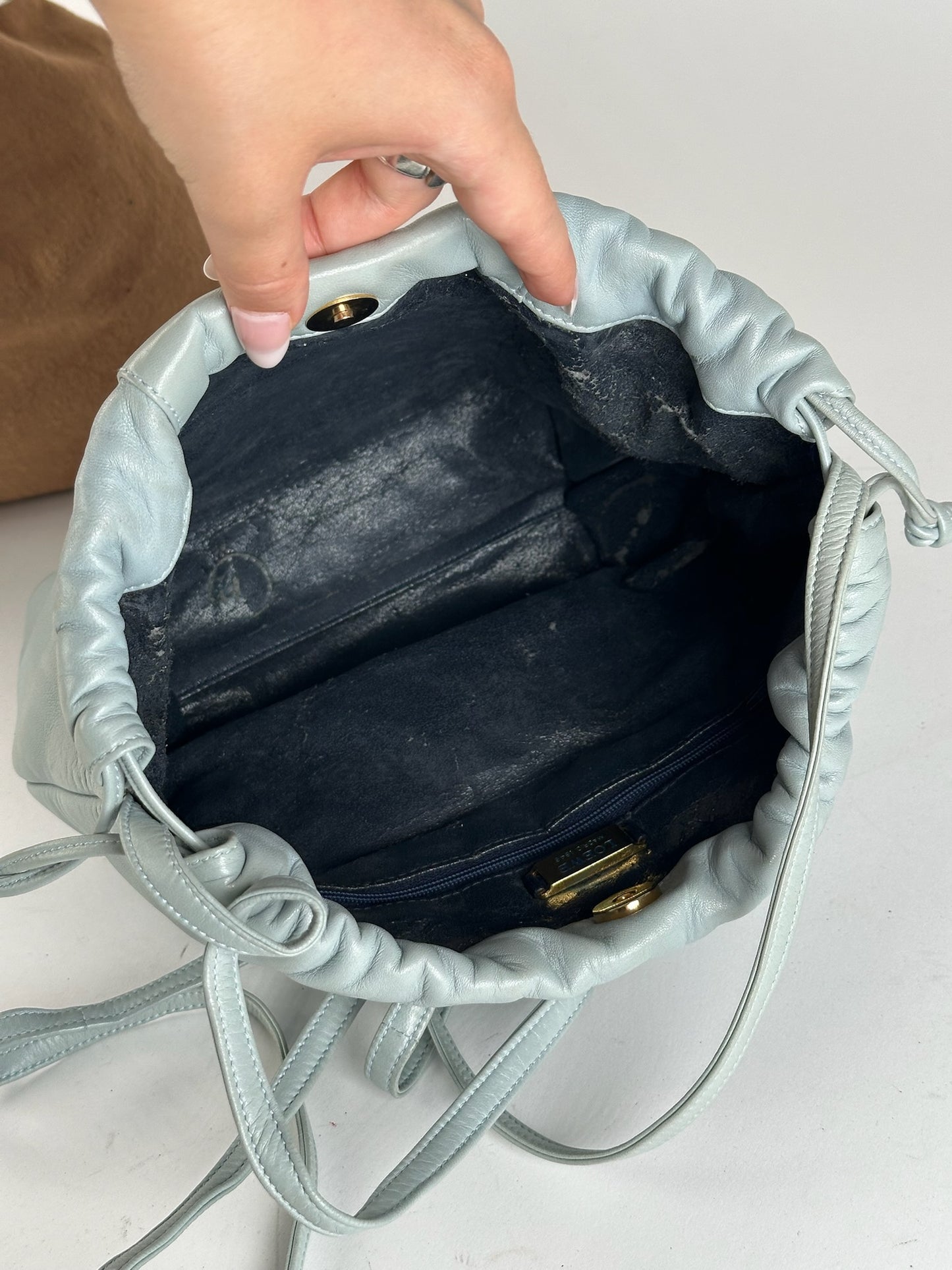 Vintage Loewe Madrid leather bag turquoise