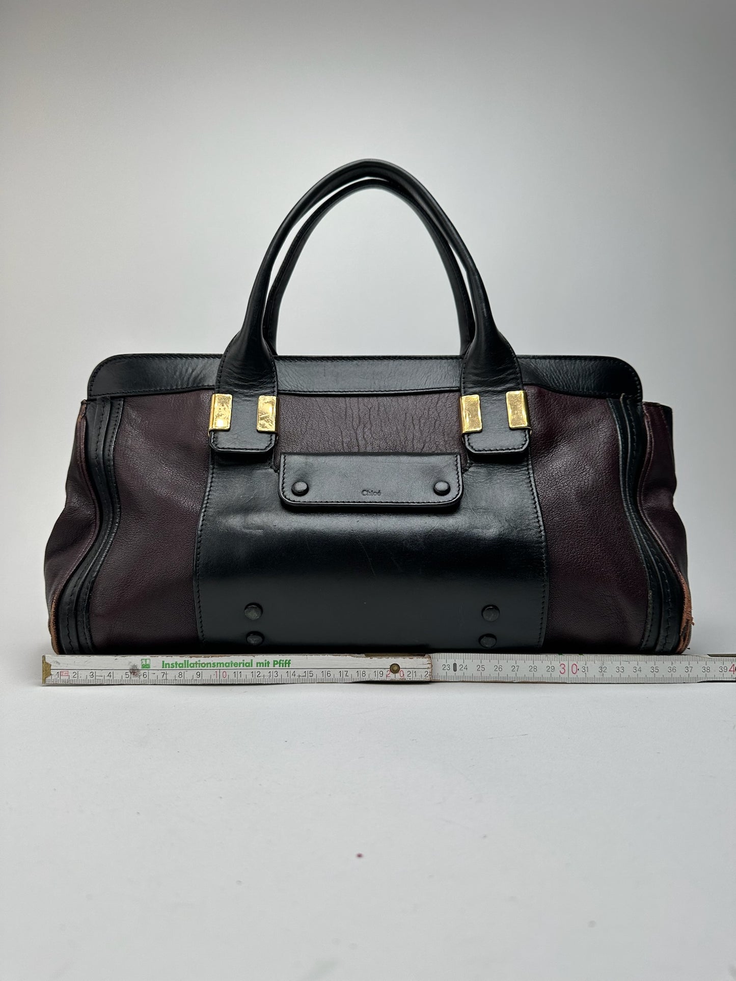 Sac vintage en cuir Chloé noir rouge