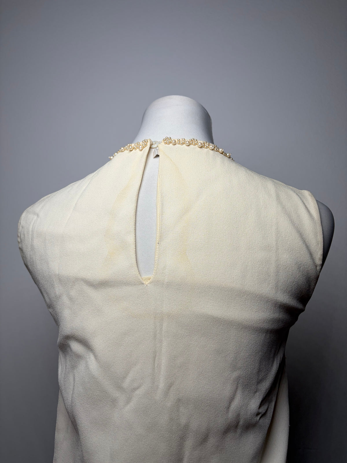Vintage Miu Miu Beaded Structured Dress Cream Black S