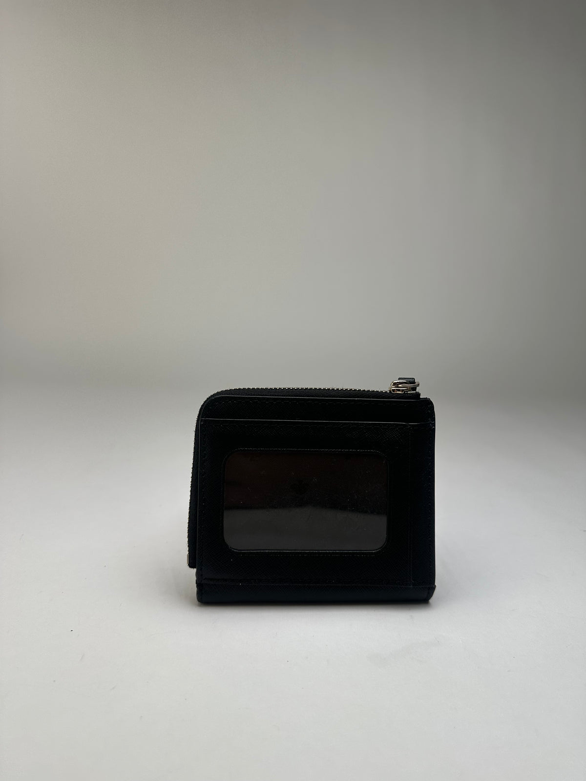 Vintage Kate Spade Saffiano Leather Bifold Wallet Black Silver