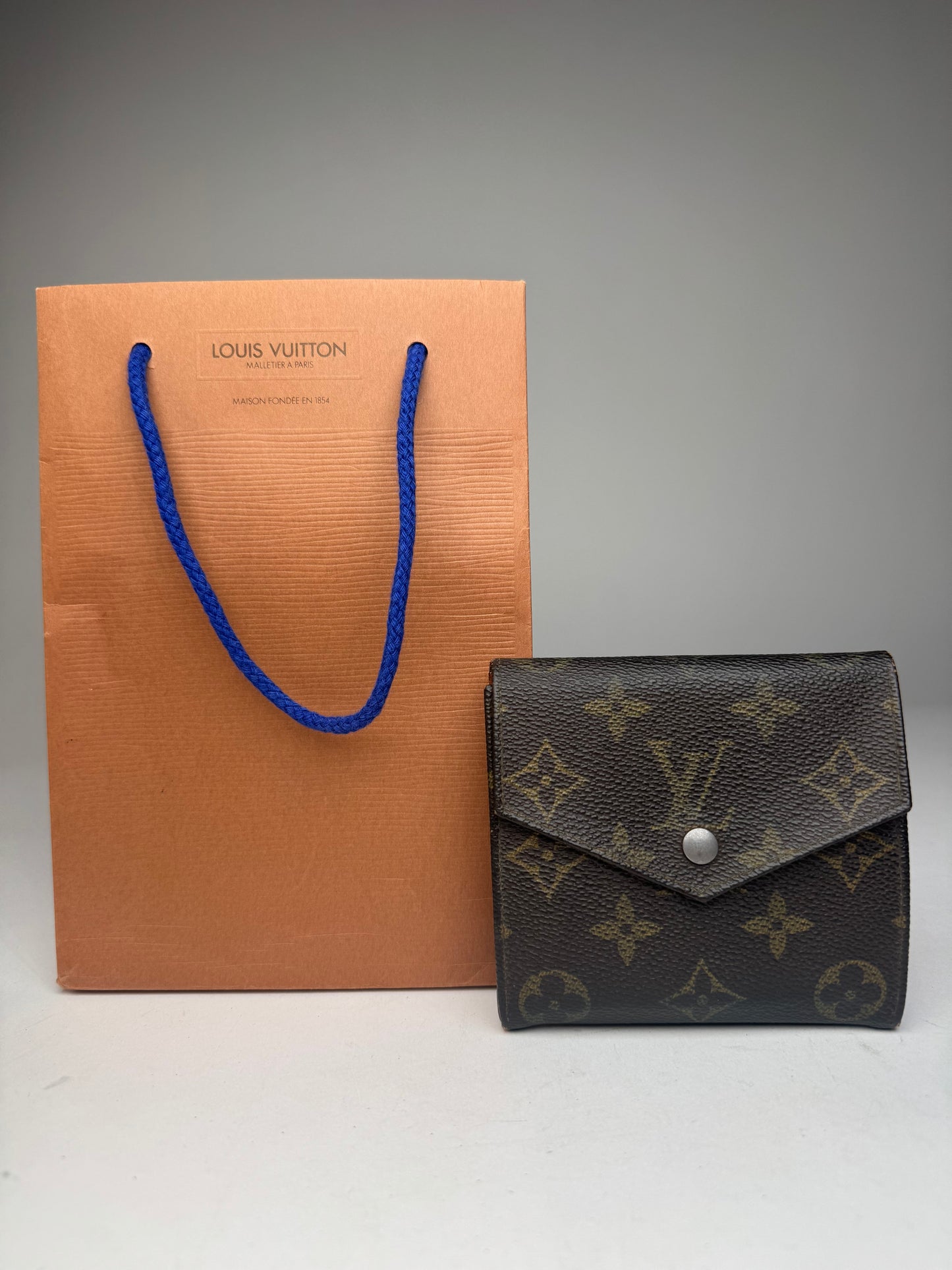 Vintage Louis Vuitton Leather Wallet Brown Khaki