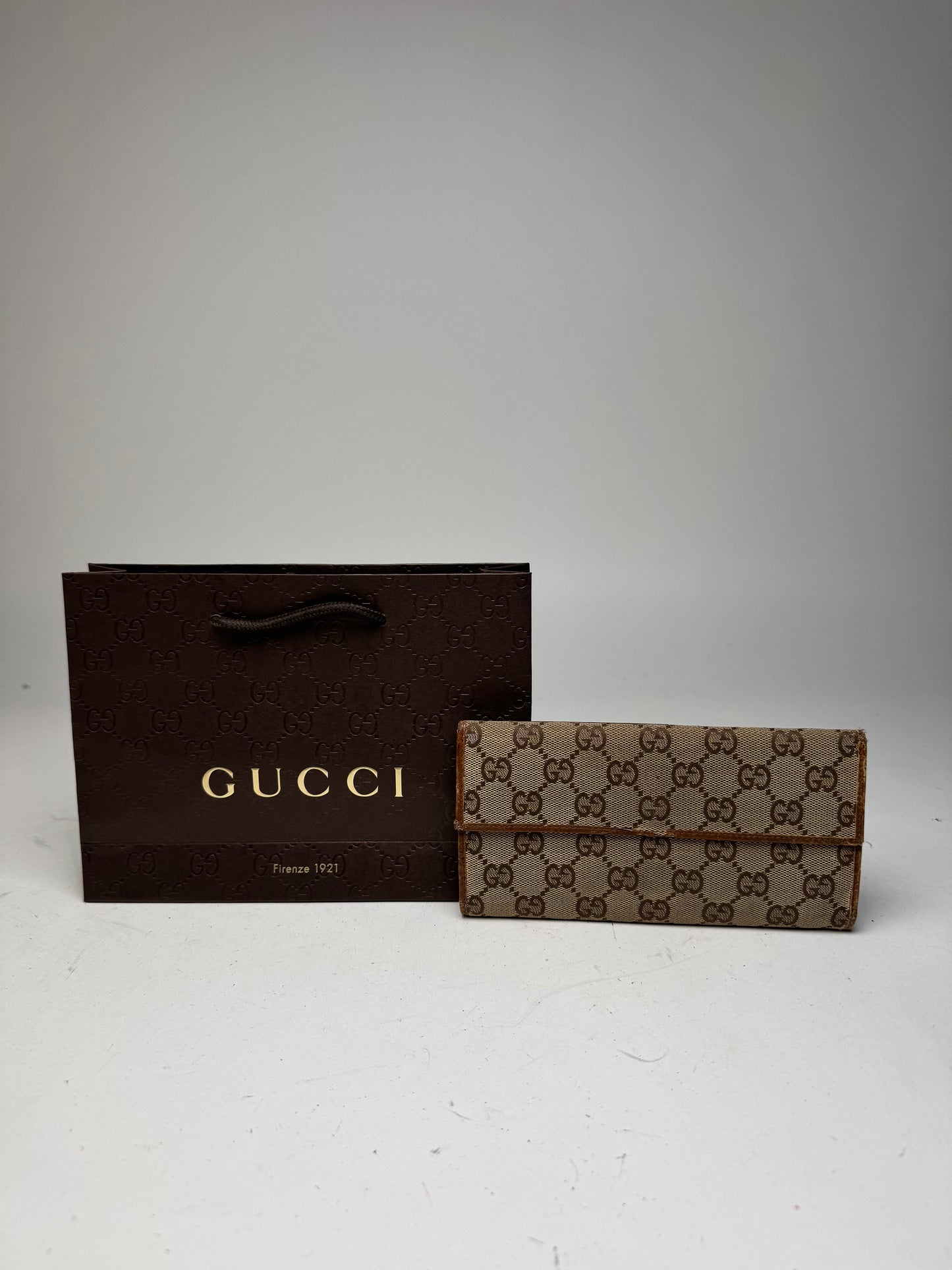 Vintage Gucci Monogram Wallet beige brown