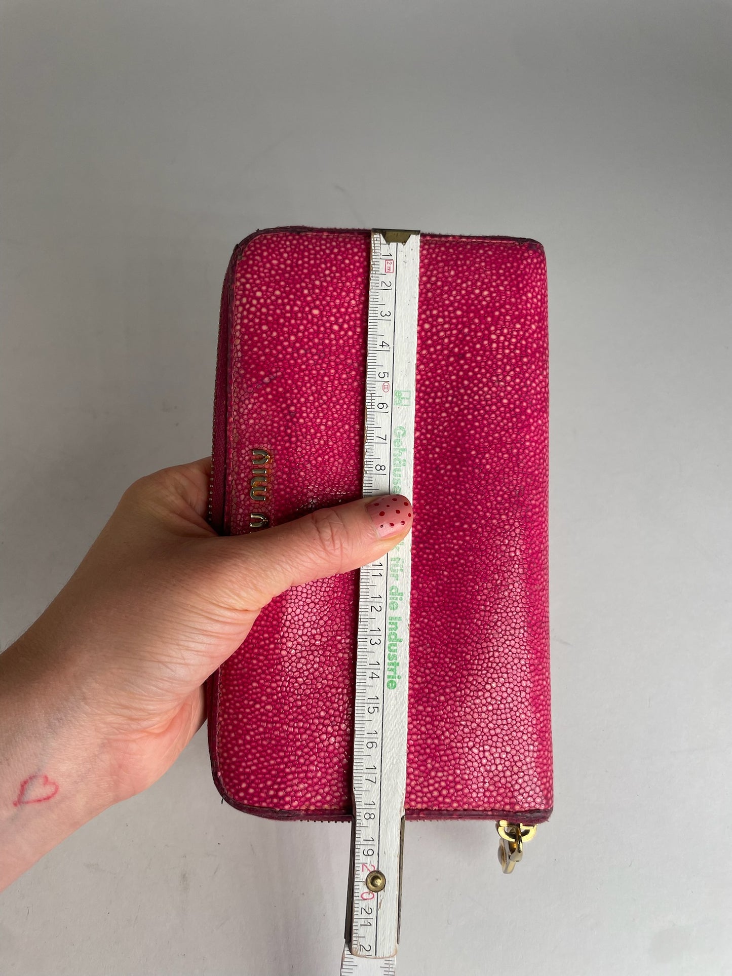 Vintage Miu Miu Snake Emblossed Leather Wallet Pink