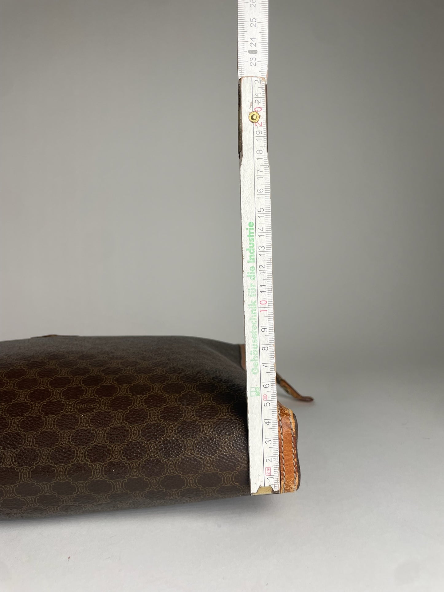 Vintage Celine Paris Monogram Leather Clutch Brown