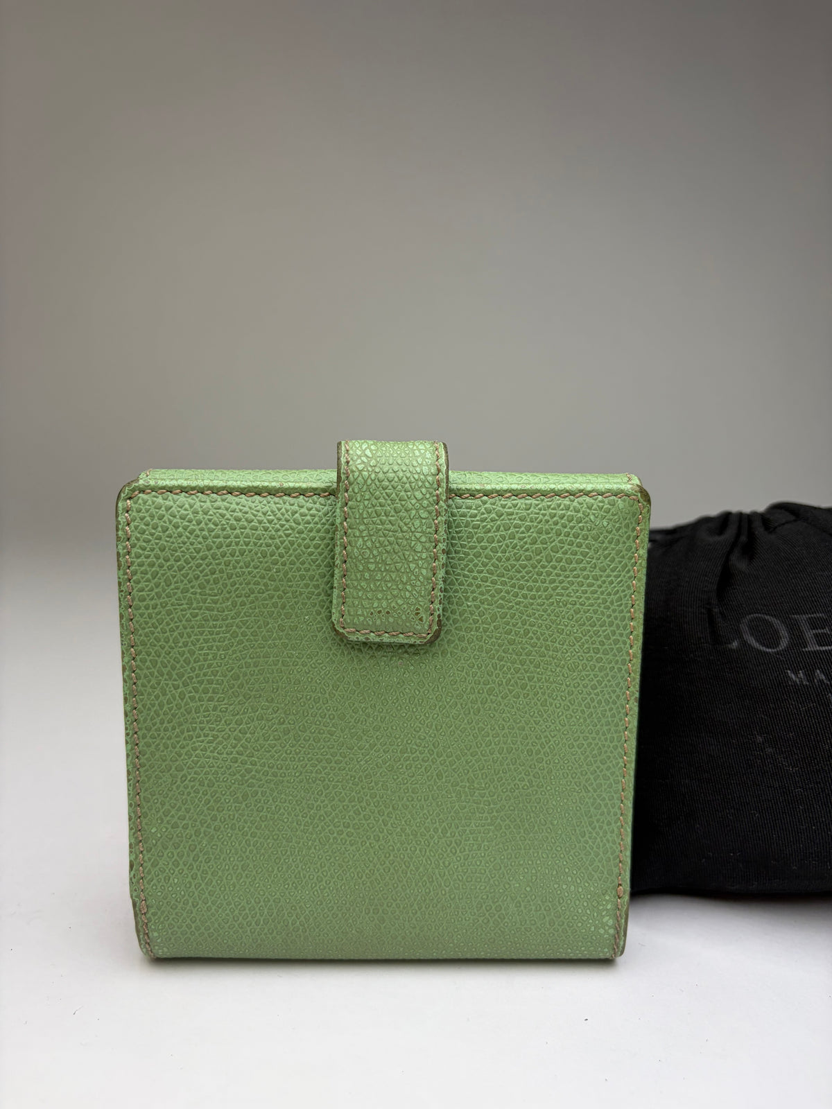 Vintage Loewe Grained Leather Bifold Wallet Pistachio Green