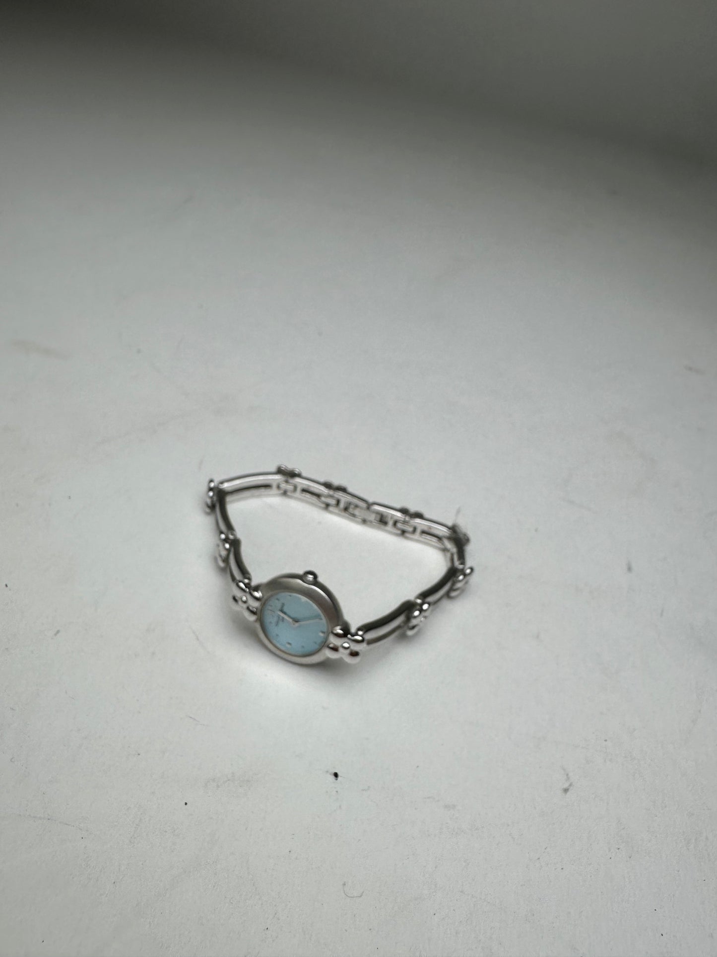 Vintage Courreges Quartz Steel Watch Silver Turquoise