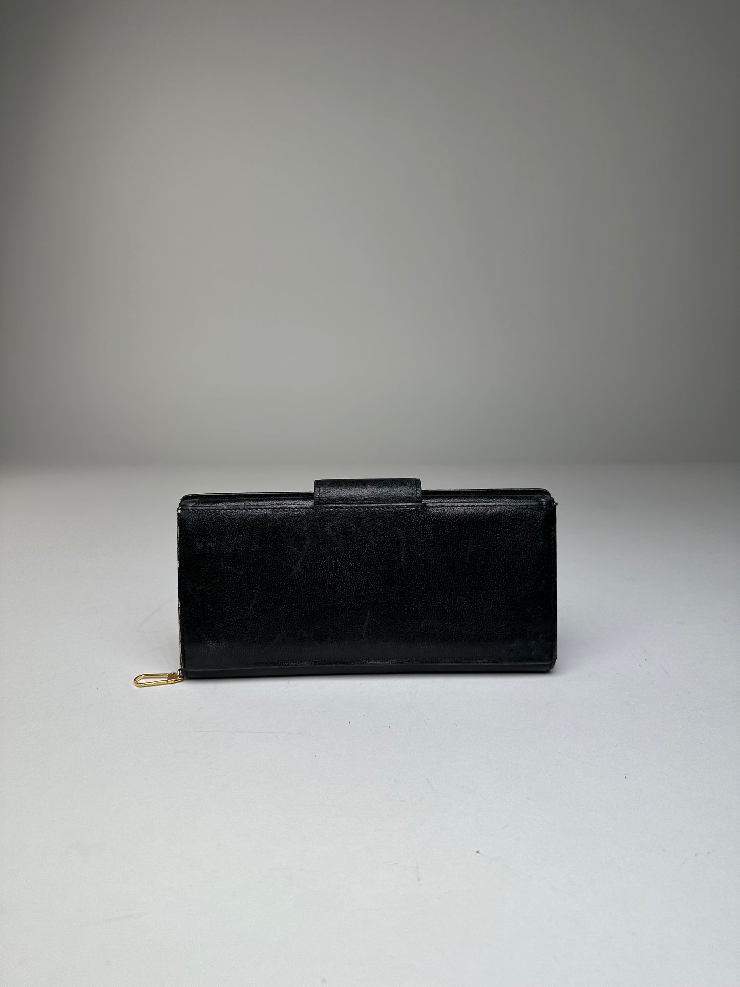 Vintage Givenchy 4G Logo Leather Wallet Black Gold