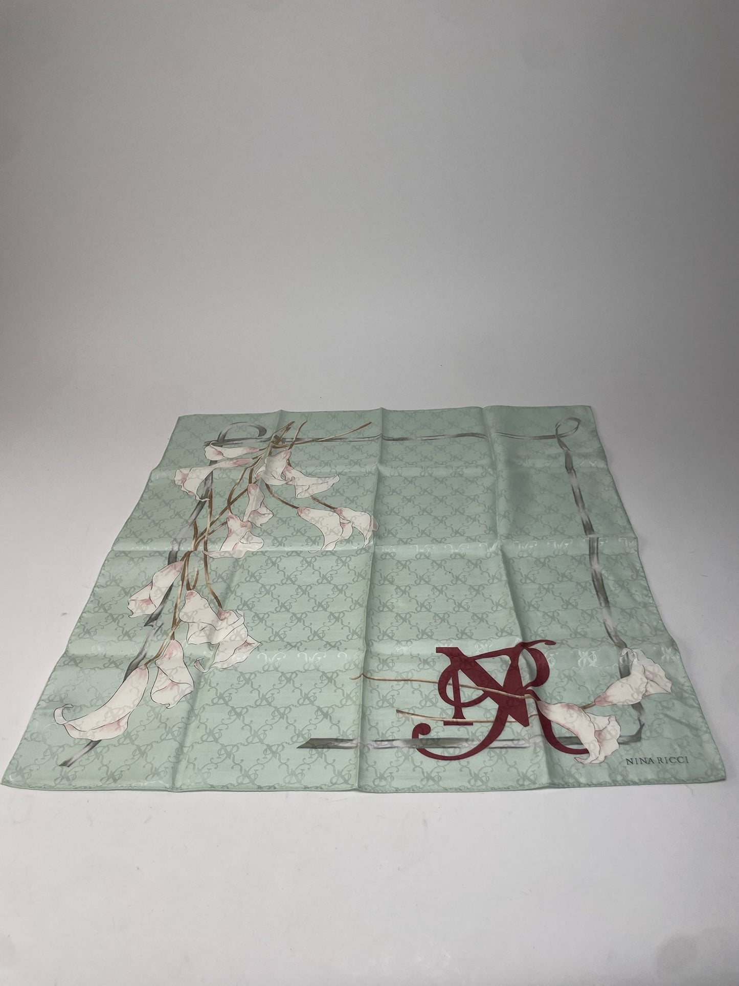 Vintage Nina Ricci Scarf Turquoise White