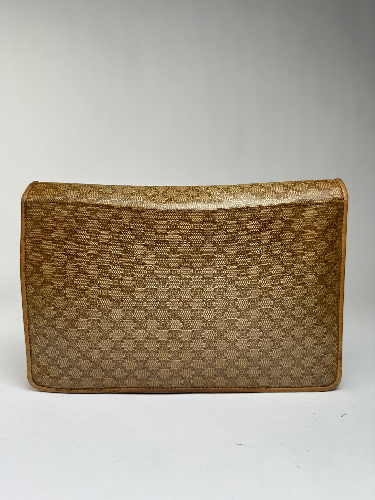 Vintage Celine Macadam Flap Crossbody Bag Late 1980s Beige Brown