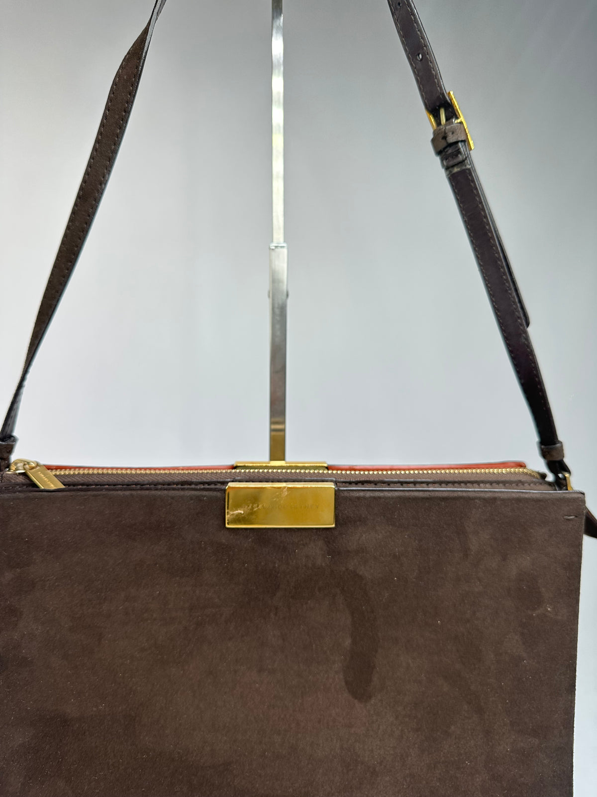 Vintage Stella McCartney Flap Crossbody Bag Dark Brown Gold