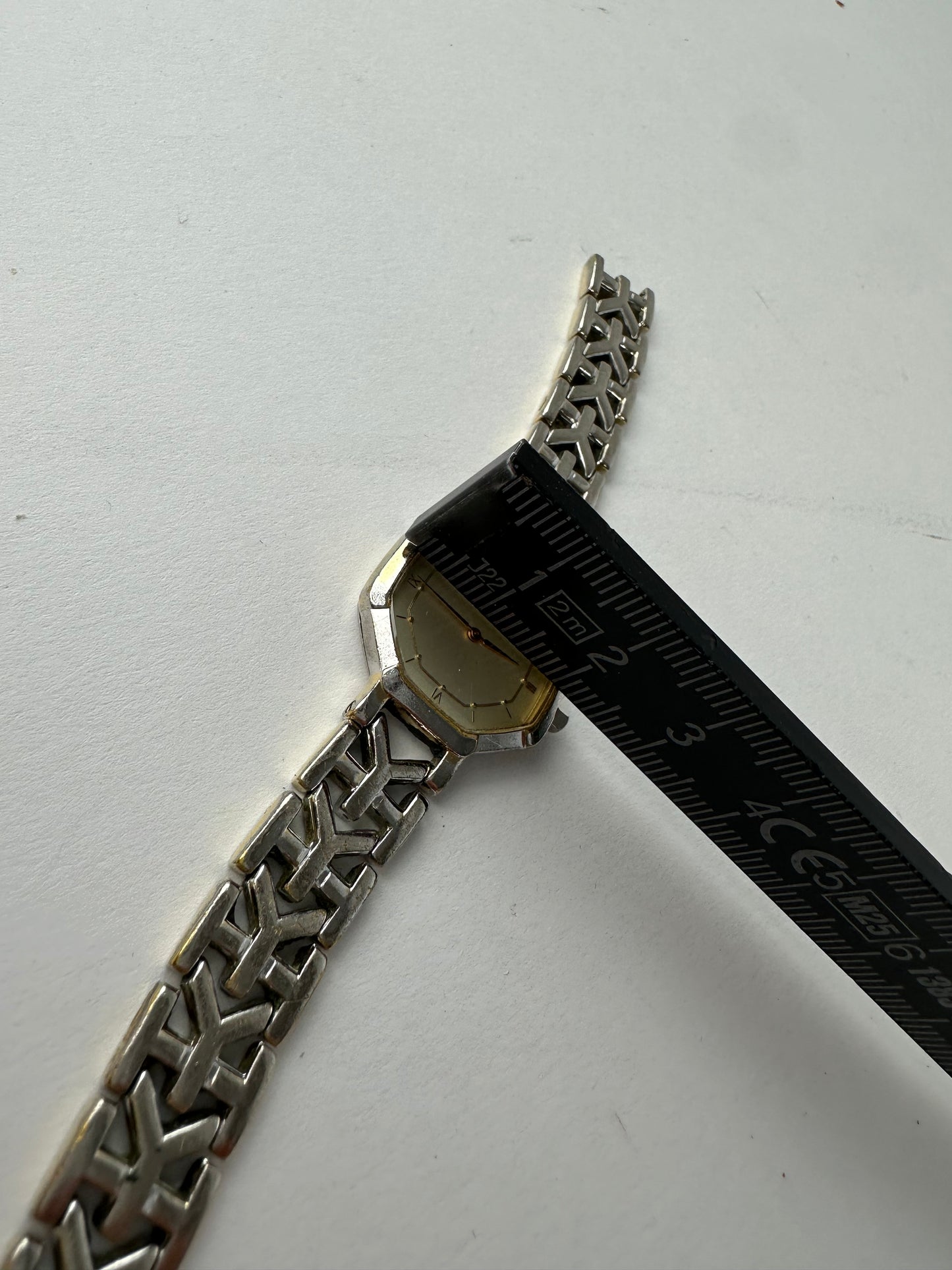 Vintage YSL Stainless Steel Bracelet Watch Silver Gold