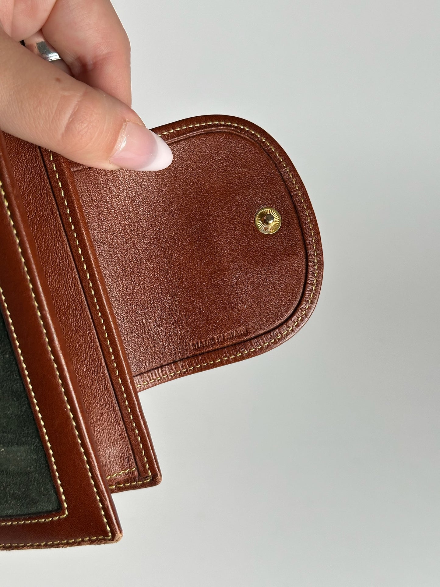 Portefeuille vintage en cuir suédé Loewe Madrid marron vert