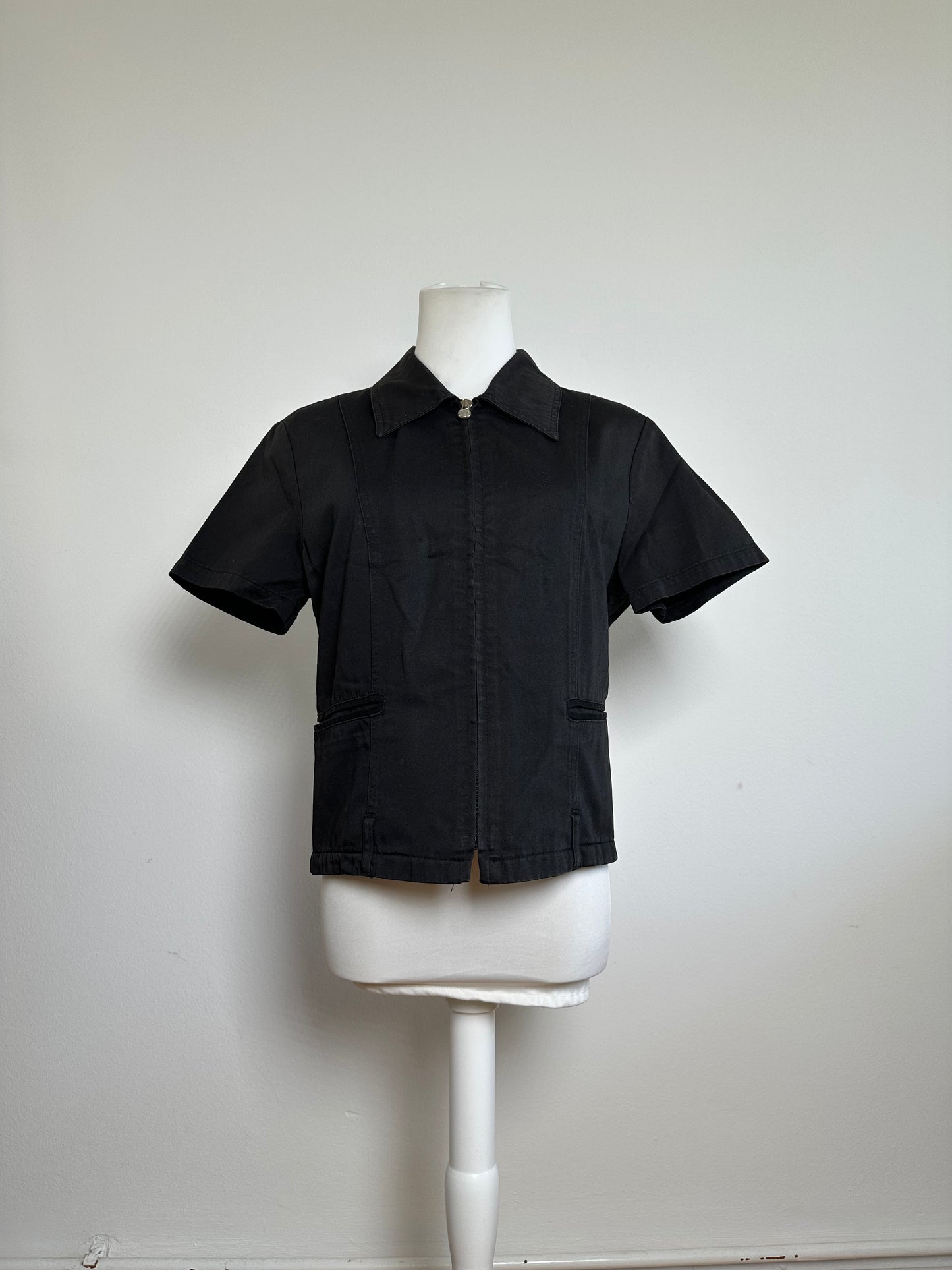 Vintage Fendi Roma Zipper Shirt / Mini Jacket Black