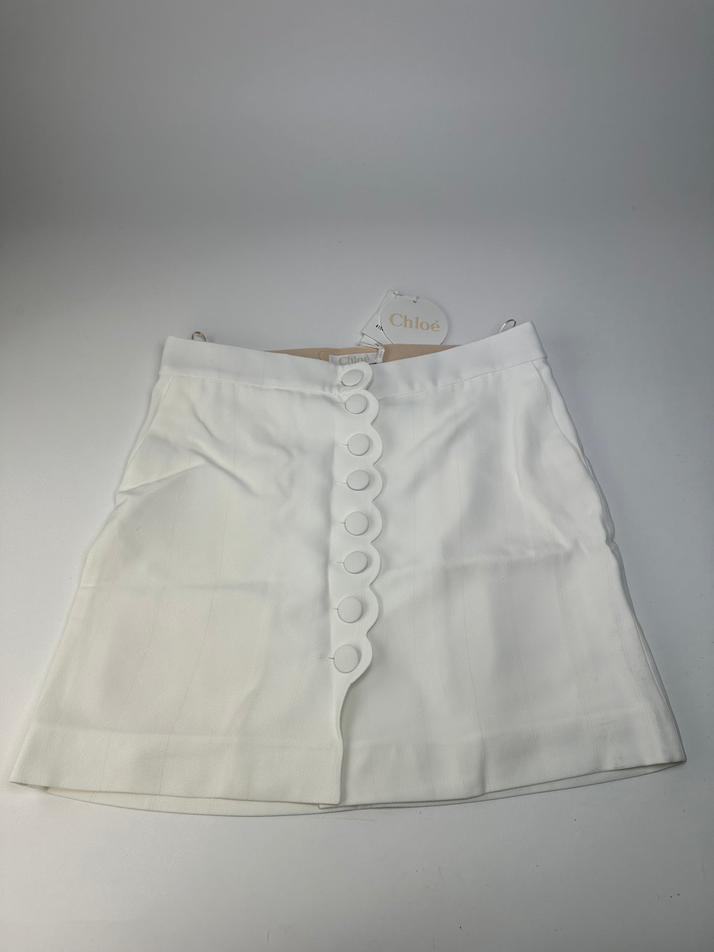 Vintage Chloe Viscose Blend Mini Skirt Off-White