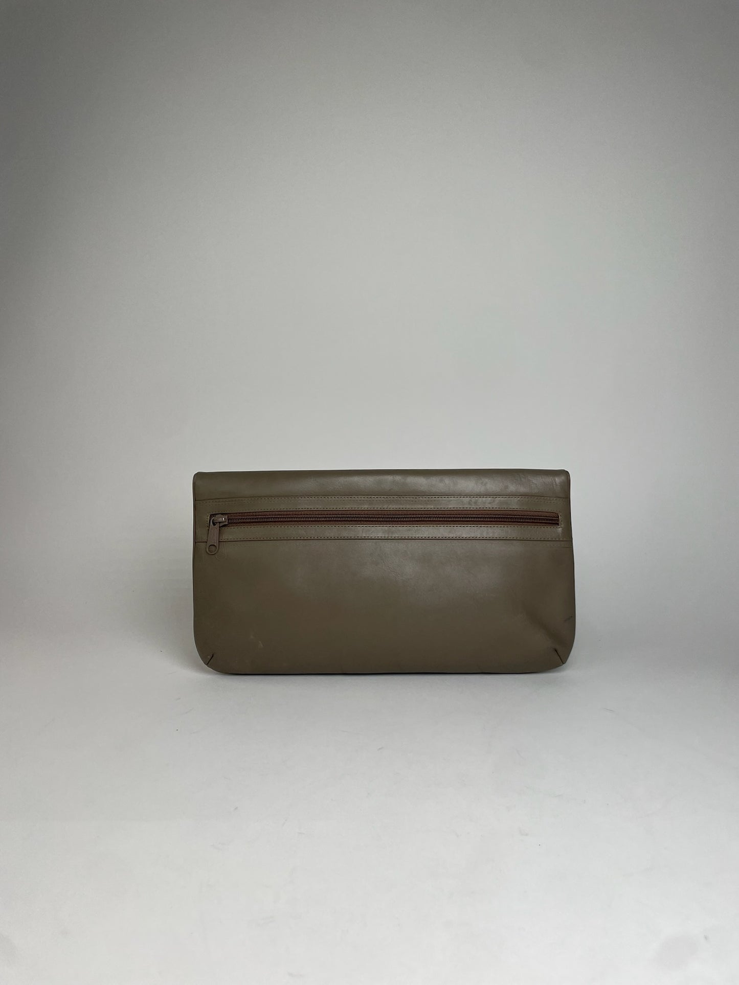Vintage Givenchy Leather Clutch Grey Brown