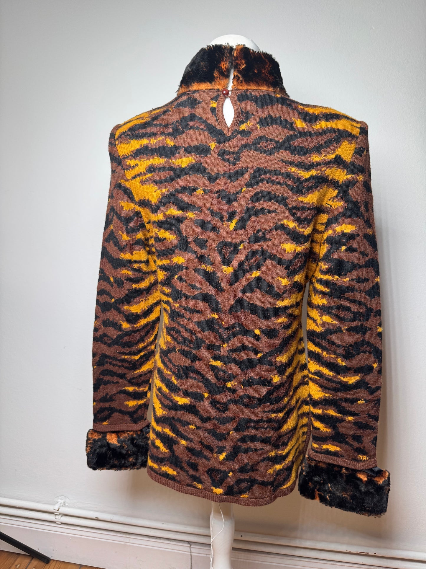 Vintage Yves Saint Laurent Leopard Sweather Brown Yellow M