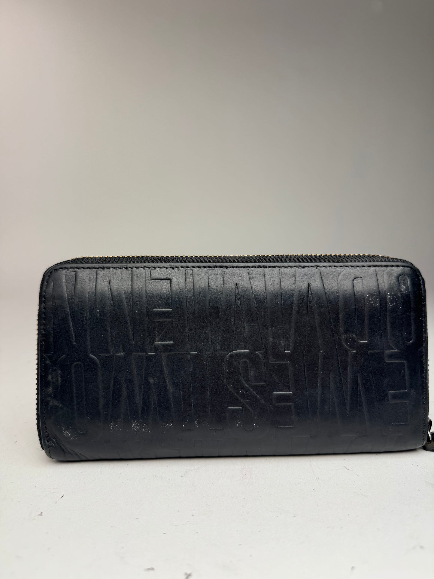 Vintage Vivienne Westwood monogram leather zippy wallet black