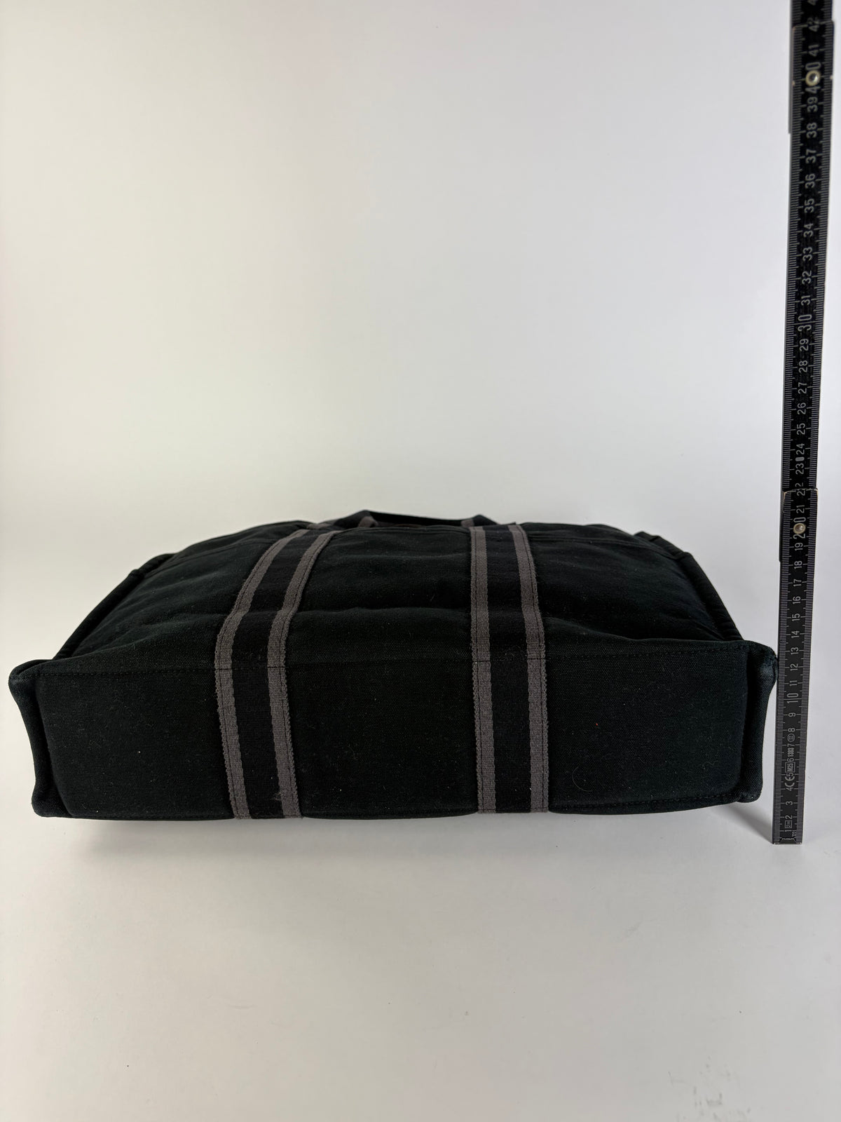 Vintage Hermes Victoria Canvas Tote Black Grey