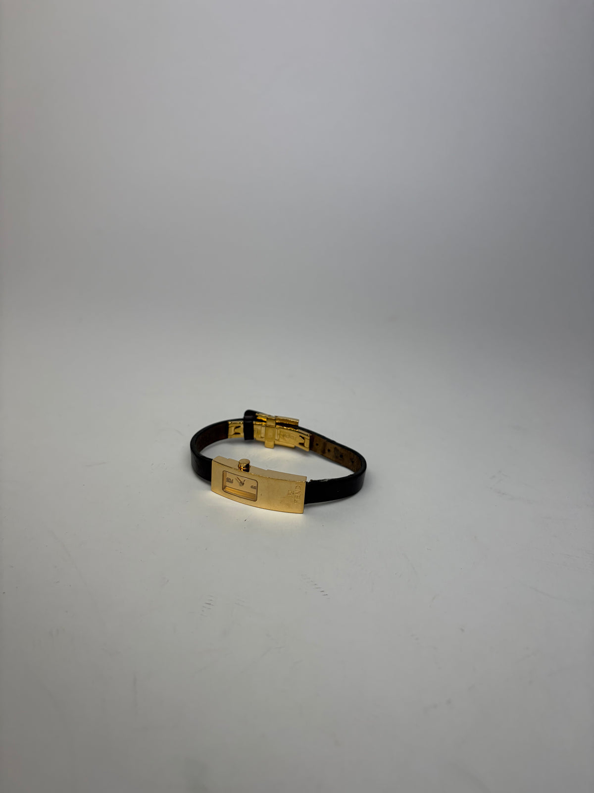 Vintage Fendi Rectangular Bracelet Watch Gold Black Late 1990s